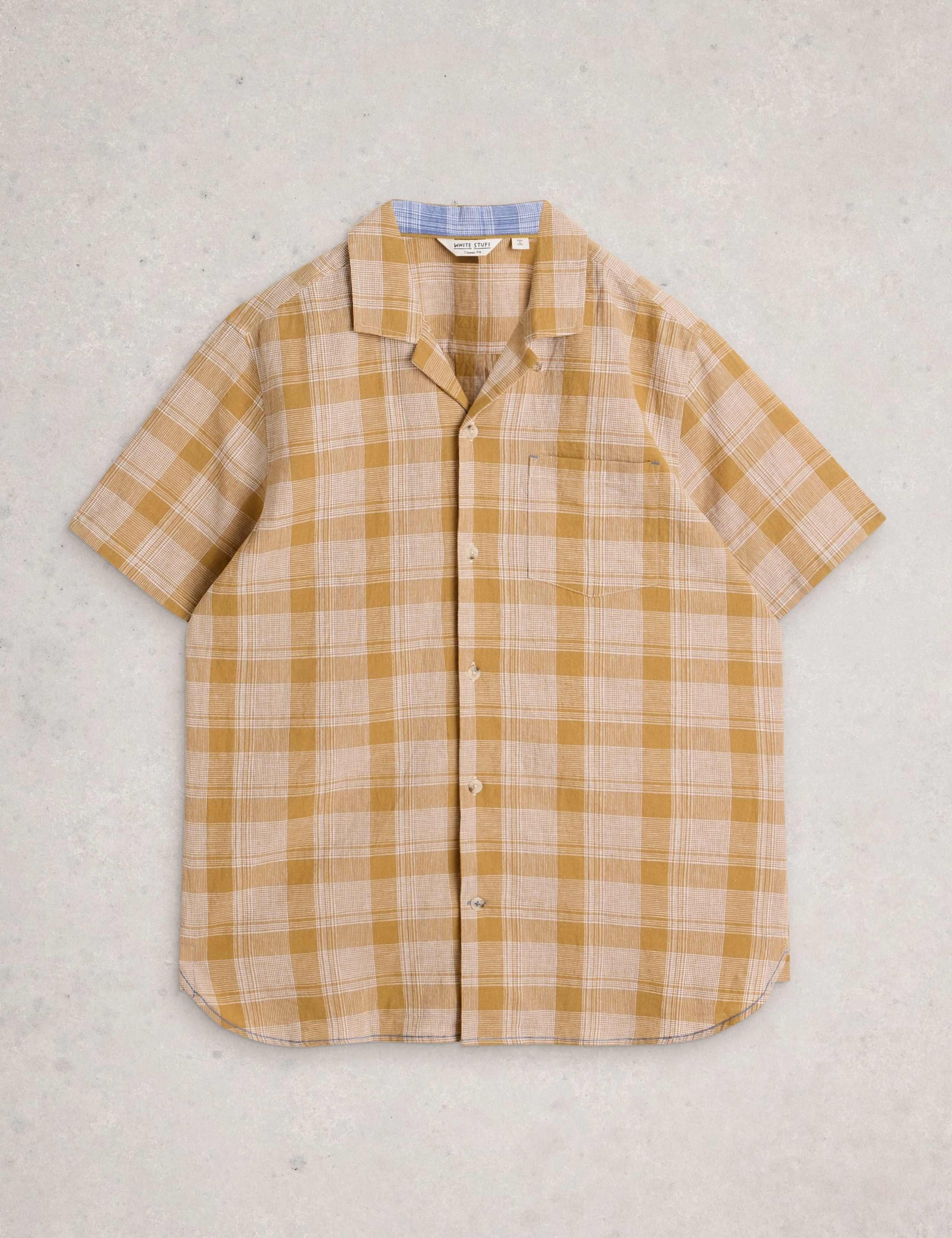 Linen Cotton Blend Check Short Sleeve Shirt 2 of 6