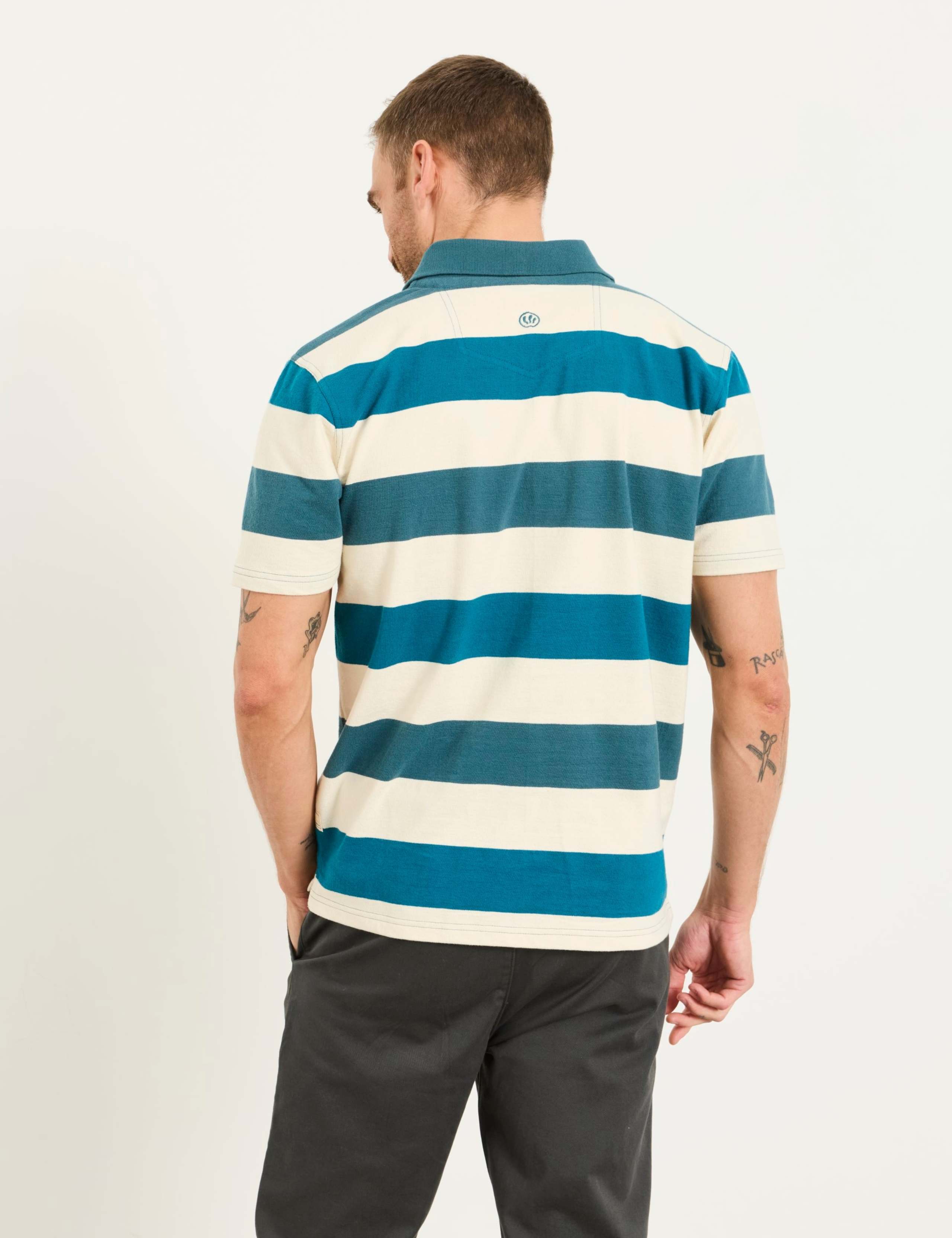 Pure Cotton Block Striped Polo Shirt 3 of 5