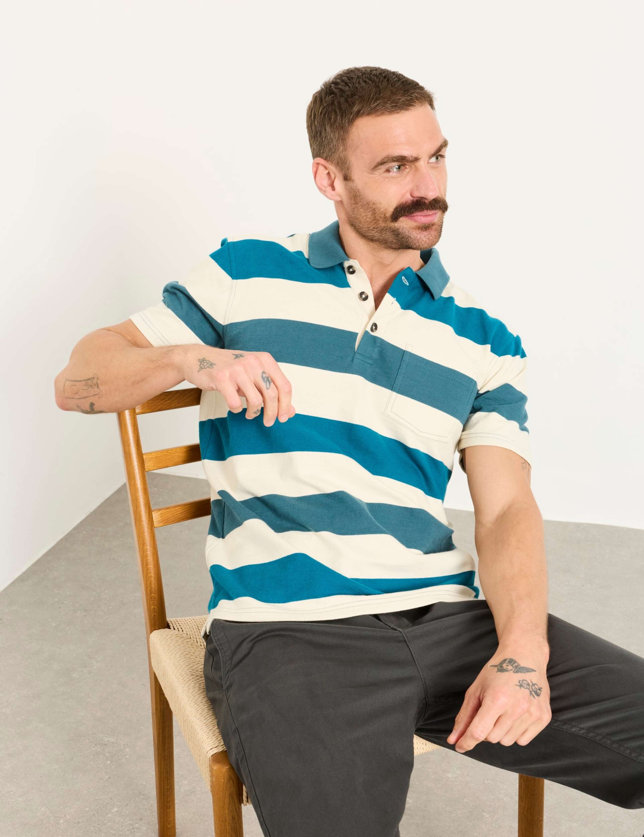 Pure Cotton Block Striped Polo Shirt 4 of 5