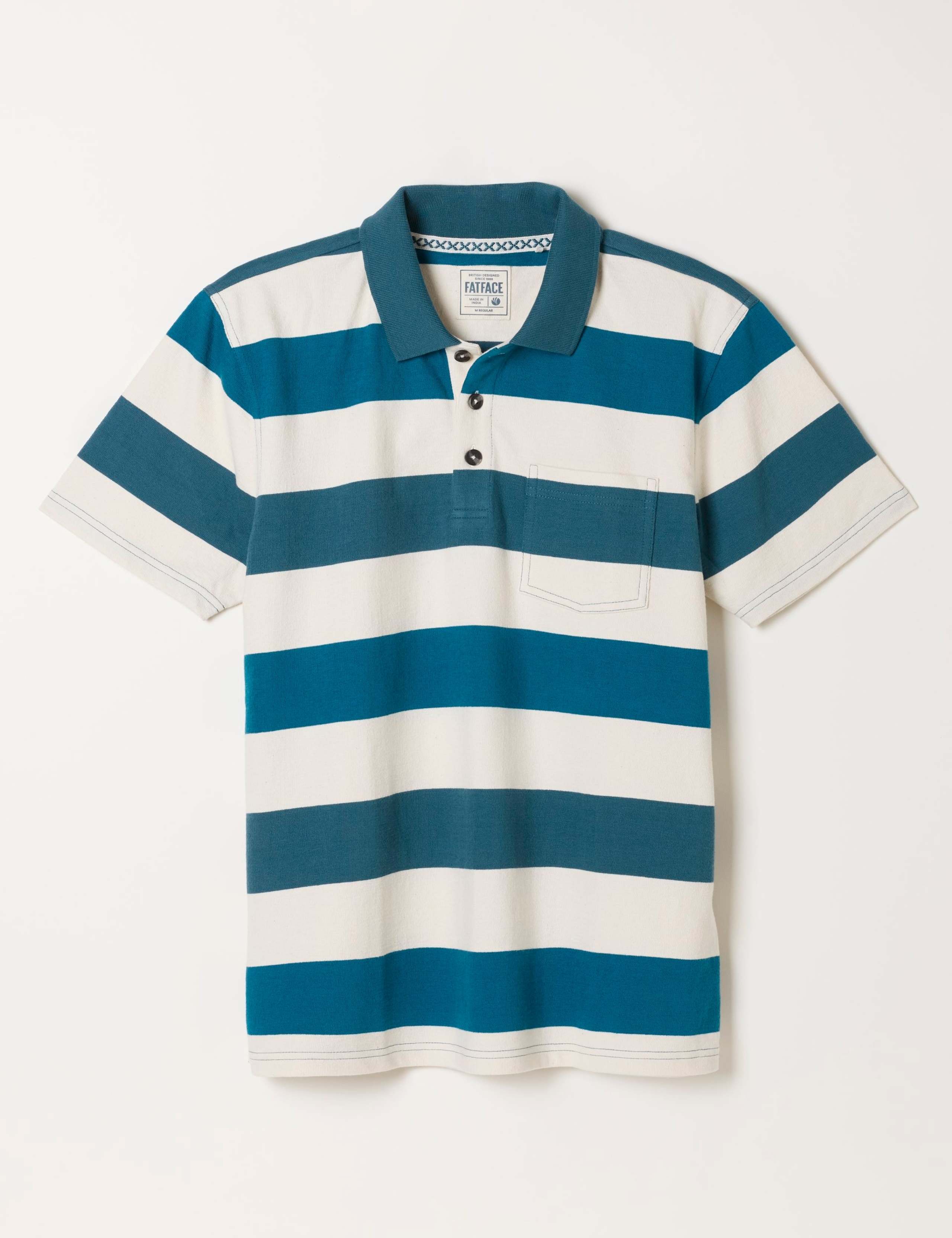 Pure Cotton Block Striped Polo Shirt 2 of 5