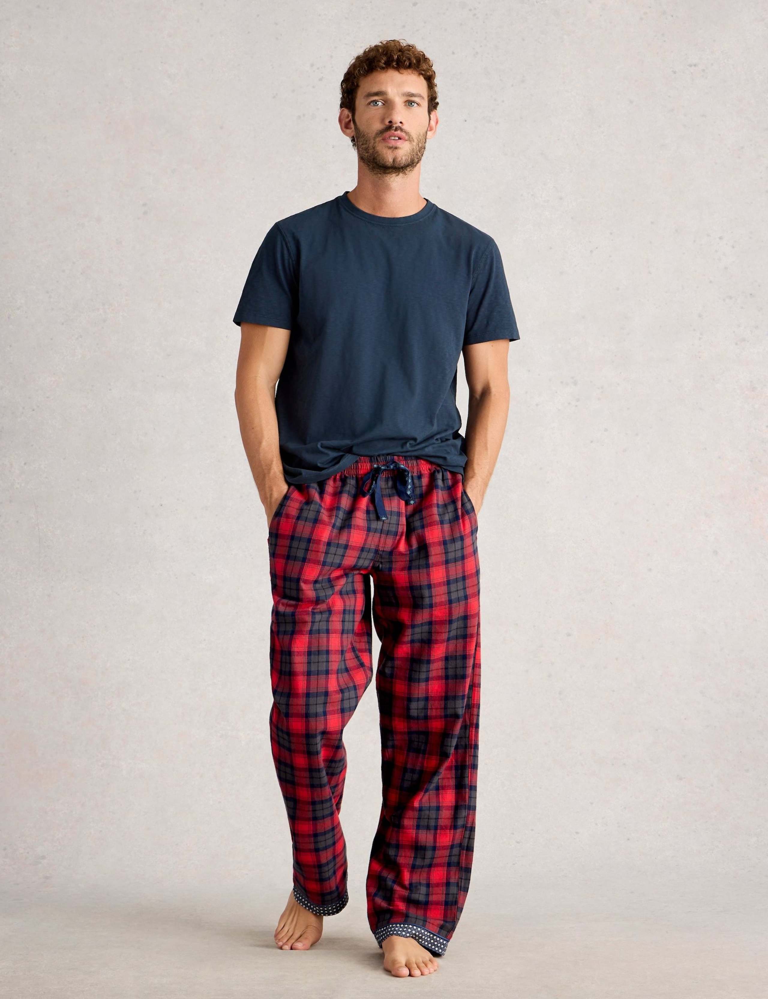 Pure Cotton Checked Pyjama Bottoms 1 of 7