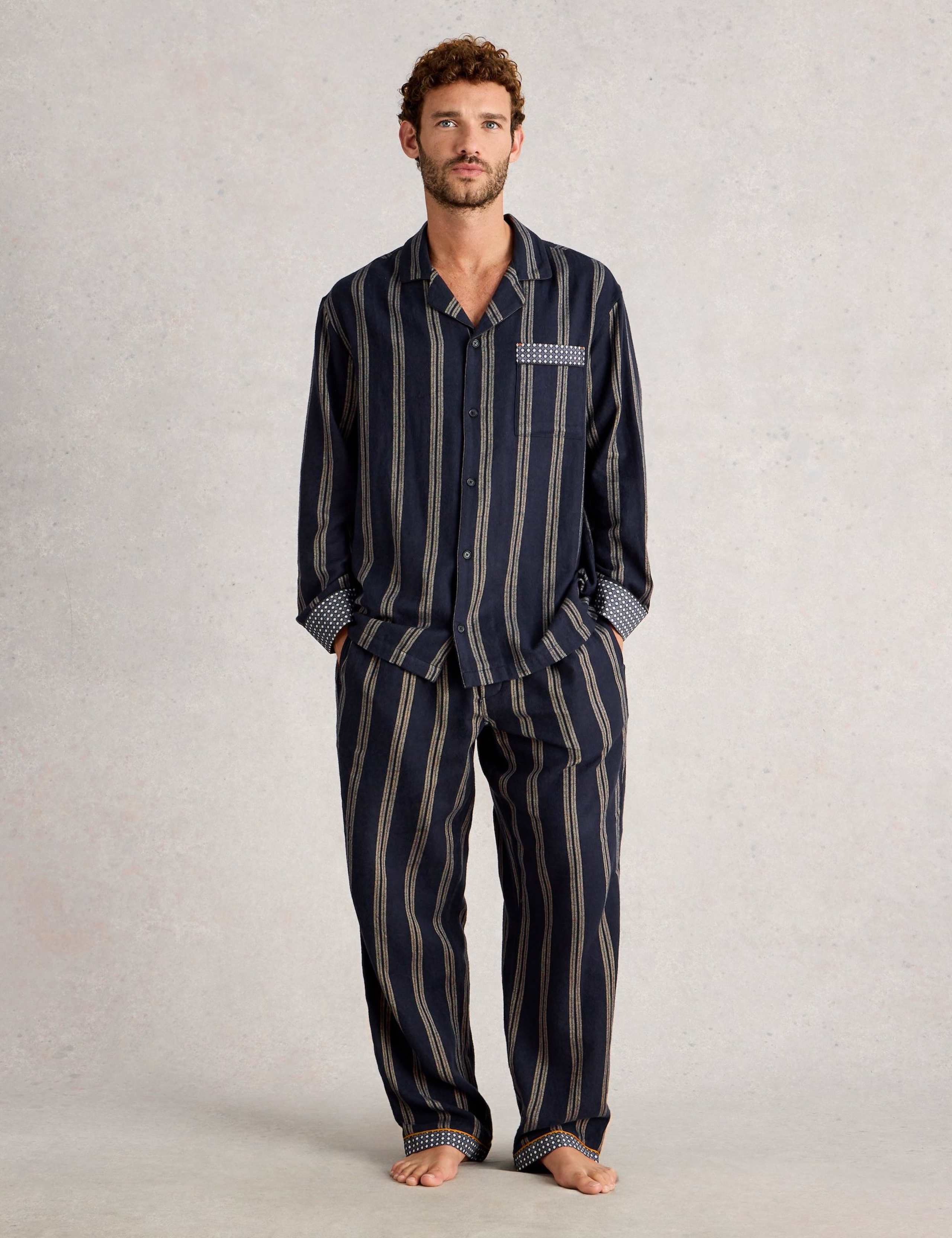 Pure Cotton Checked Pyjama Bottoms 1 of 7