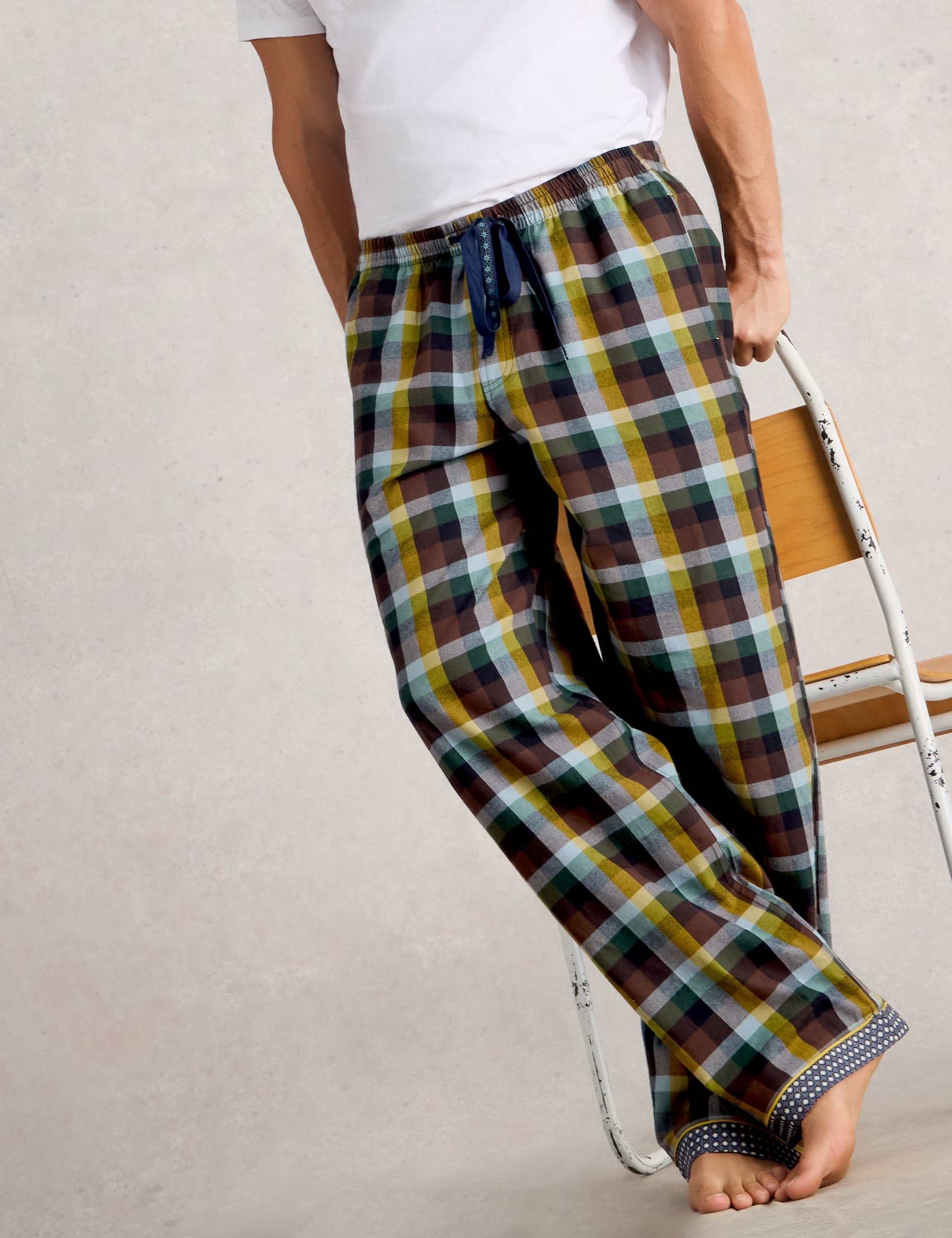 Pure Cotton Checked Pyjama Bottoms 4 of 6