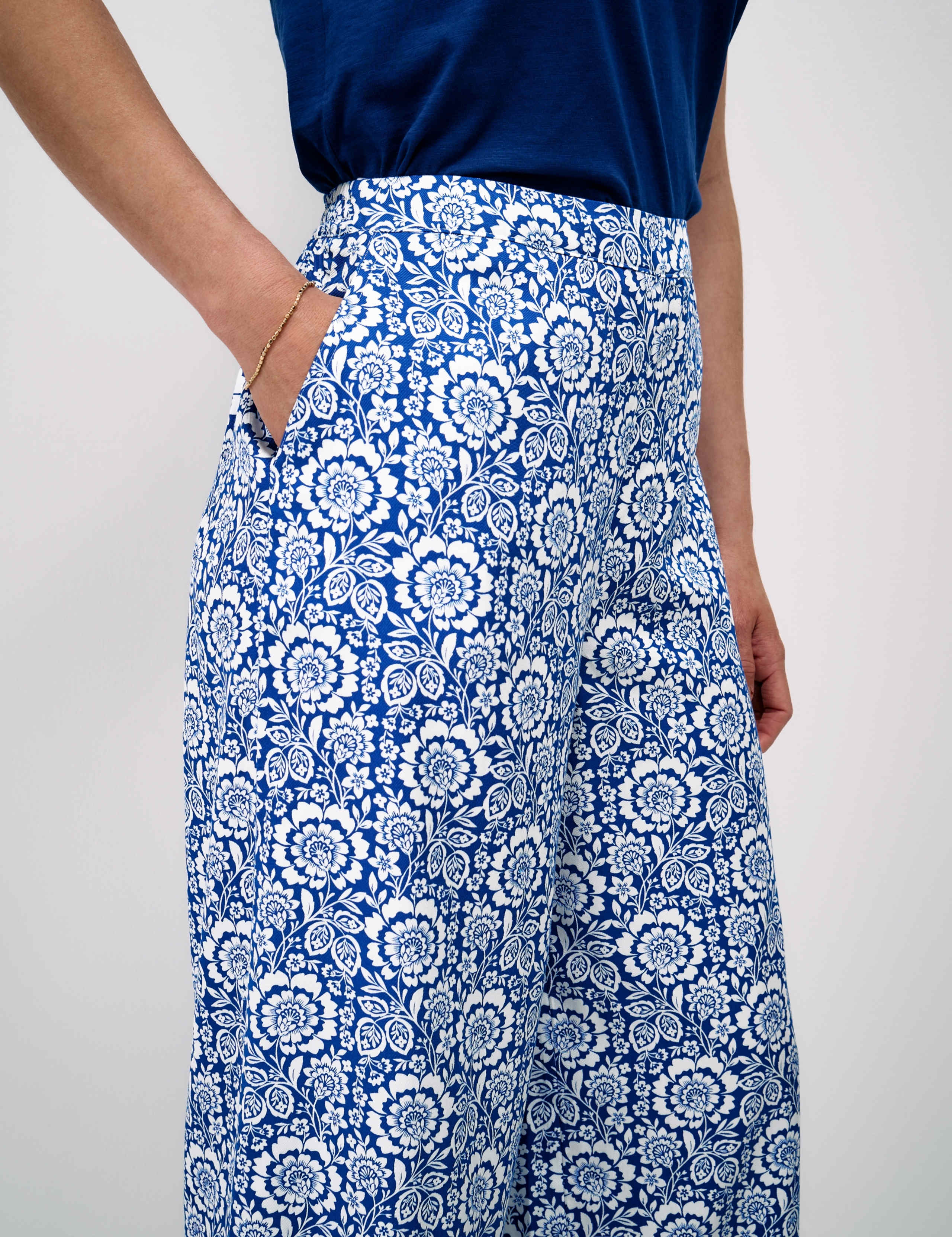 Lyocell Blend Floral Wide Leg Trousers 5 of 5