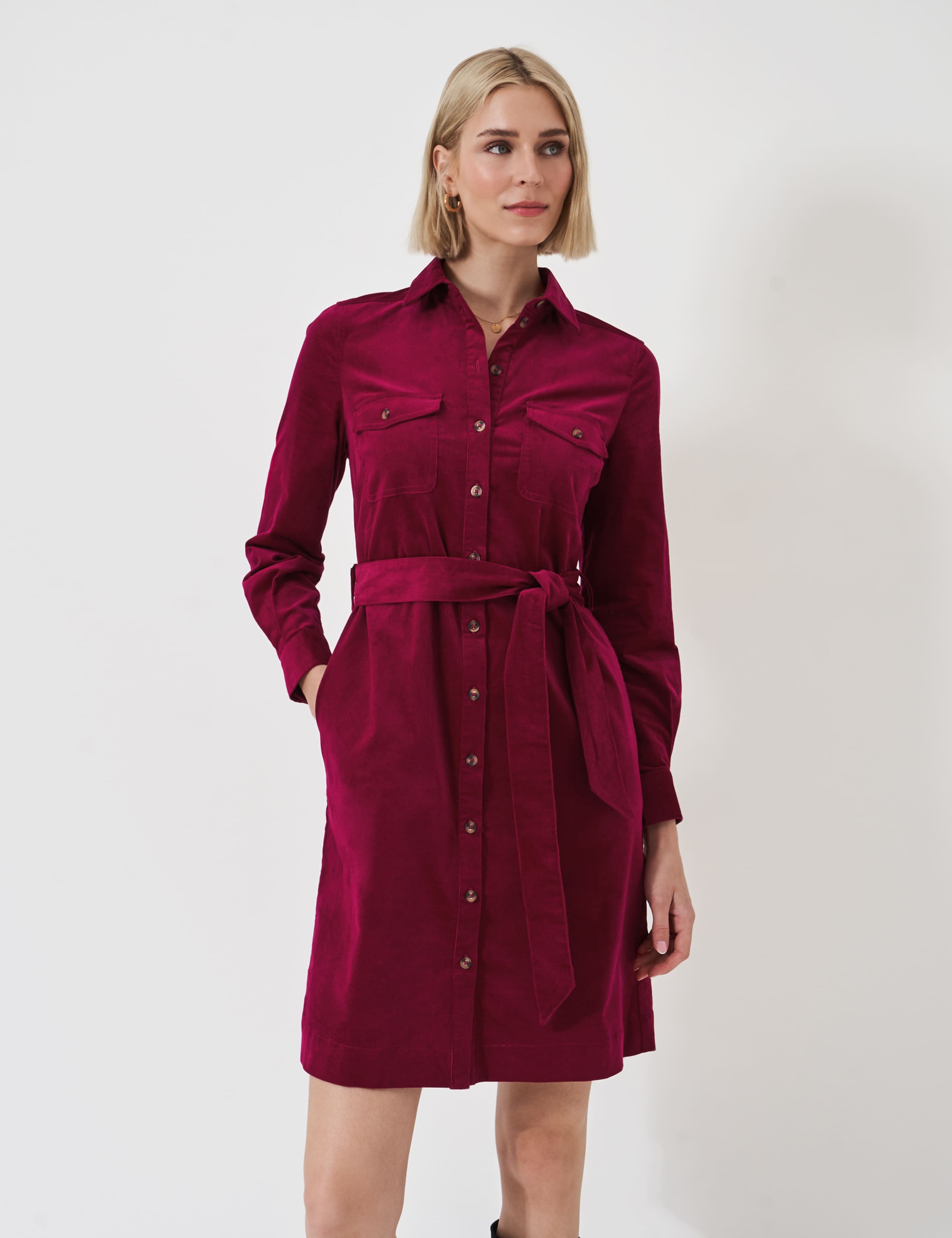 Cotton Rich Cord Tie Waist Shirt Dress 4 of 4