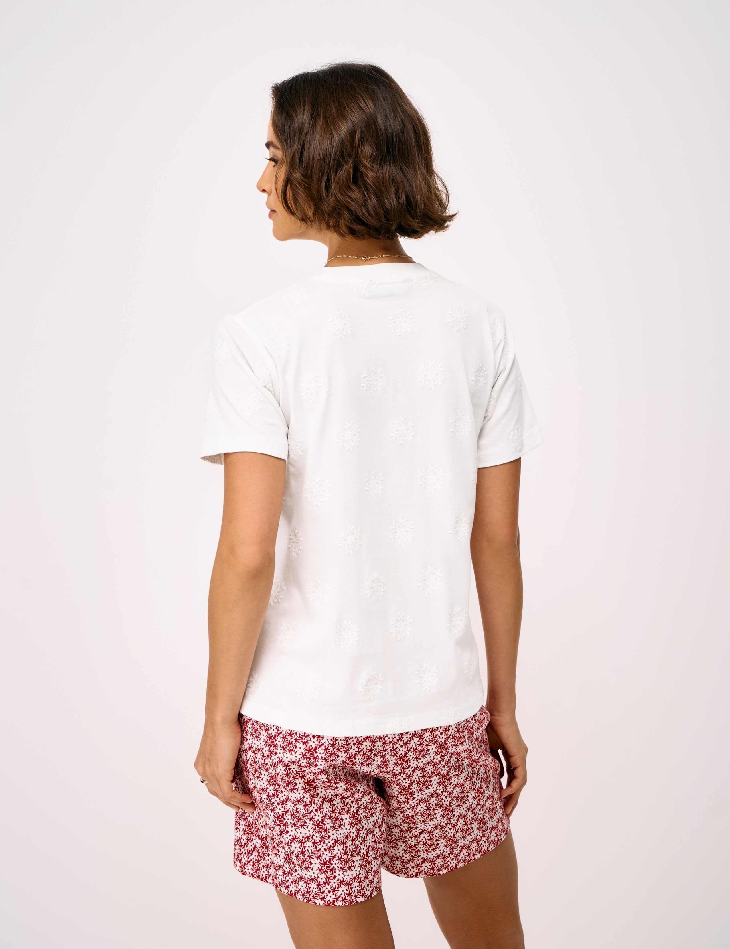 Pure Cotton Floral Embroidered T-Shirt 4 of 5