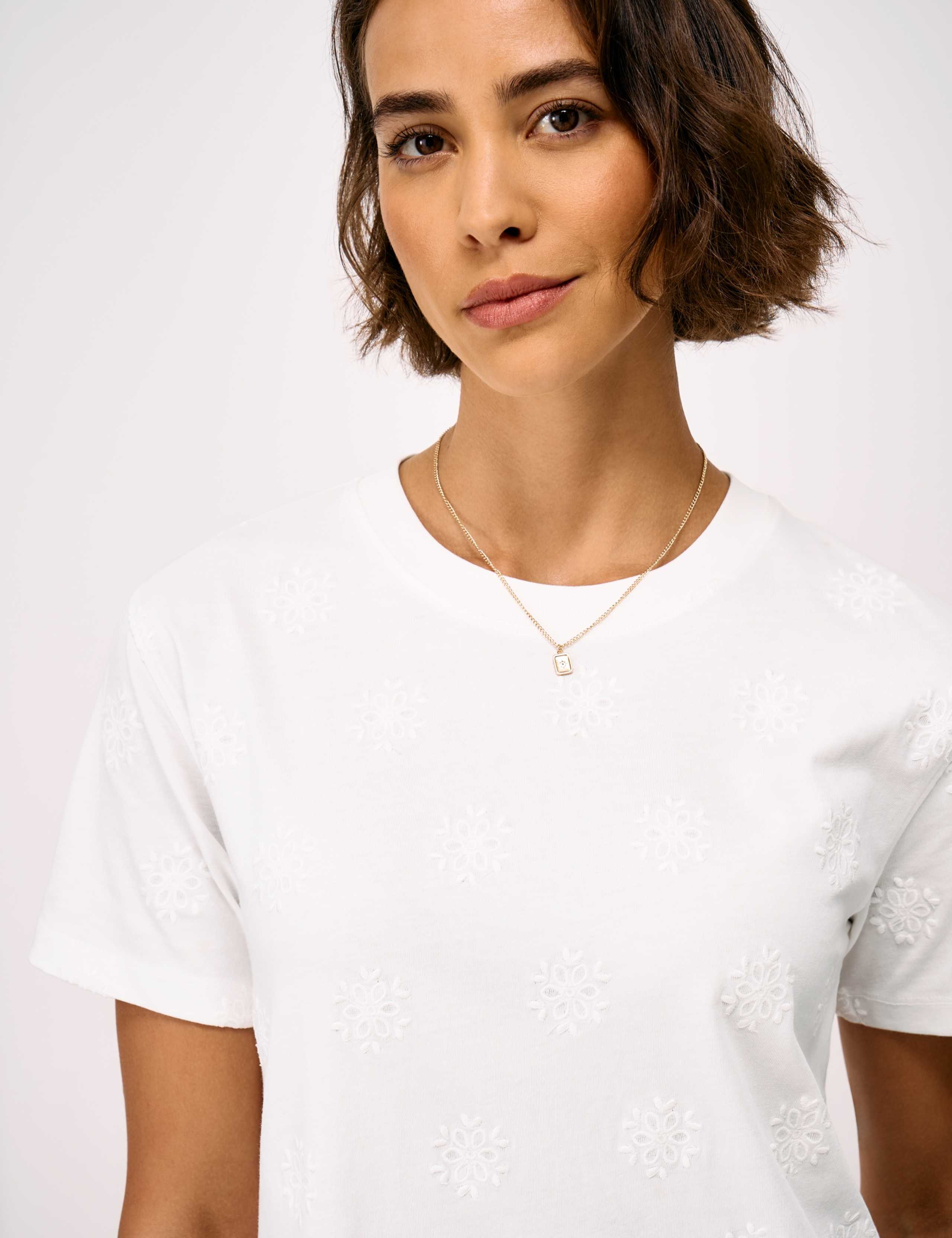 Pure Cotton Floral Embroidered T-Shirt 5 of 5