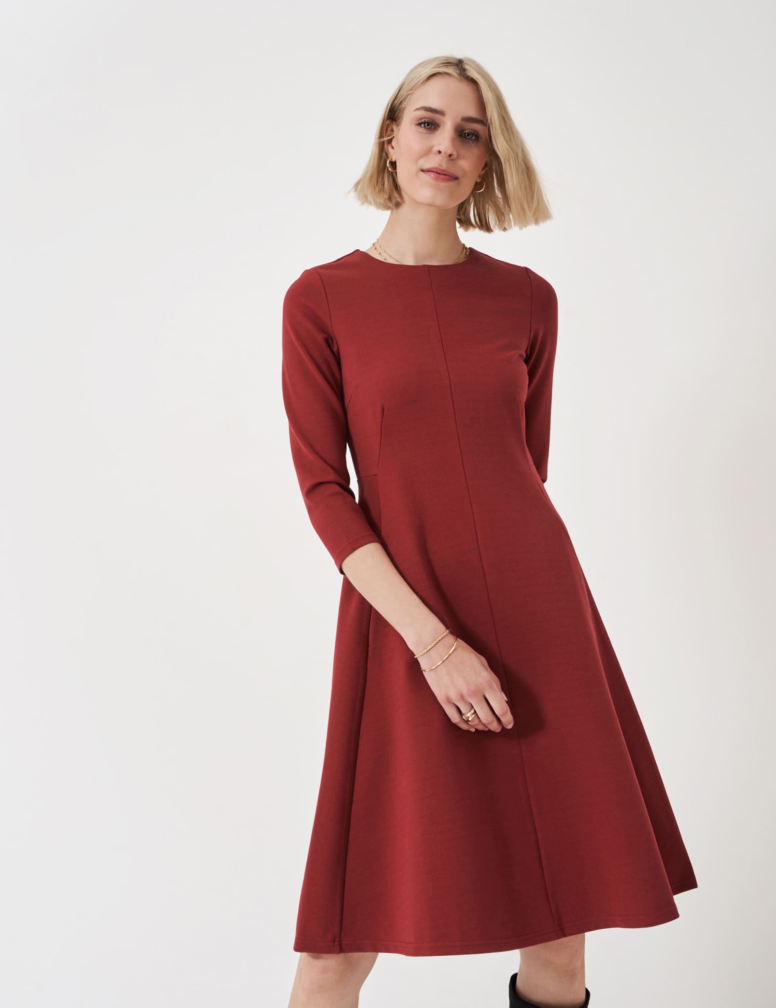 Round Neck Knee Length Skater Dress 2 of 5