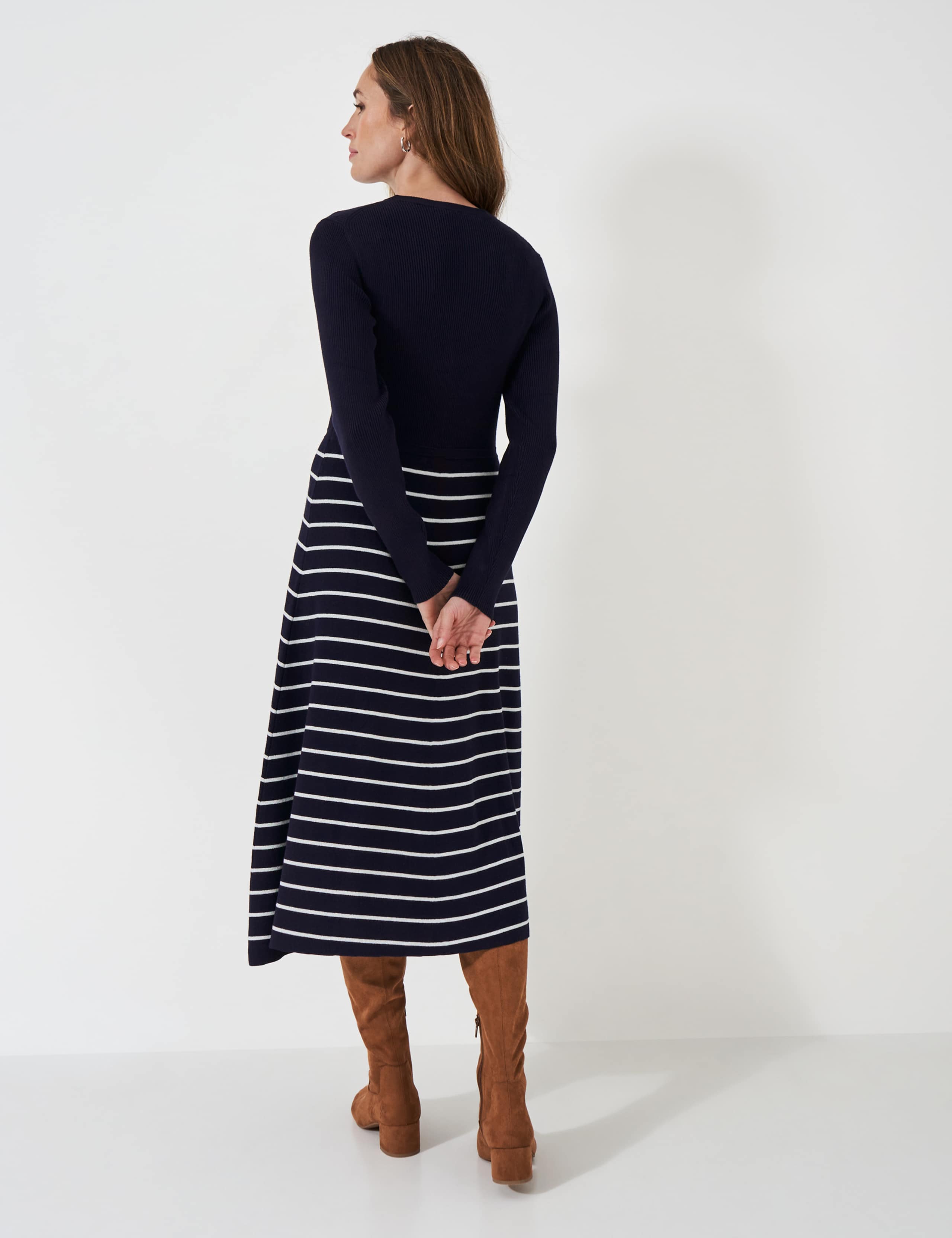 Striped Knitted Midi Skater Dress 3 of 3