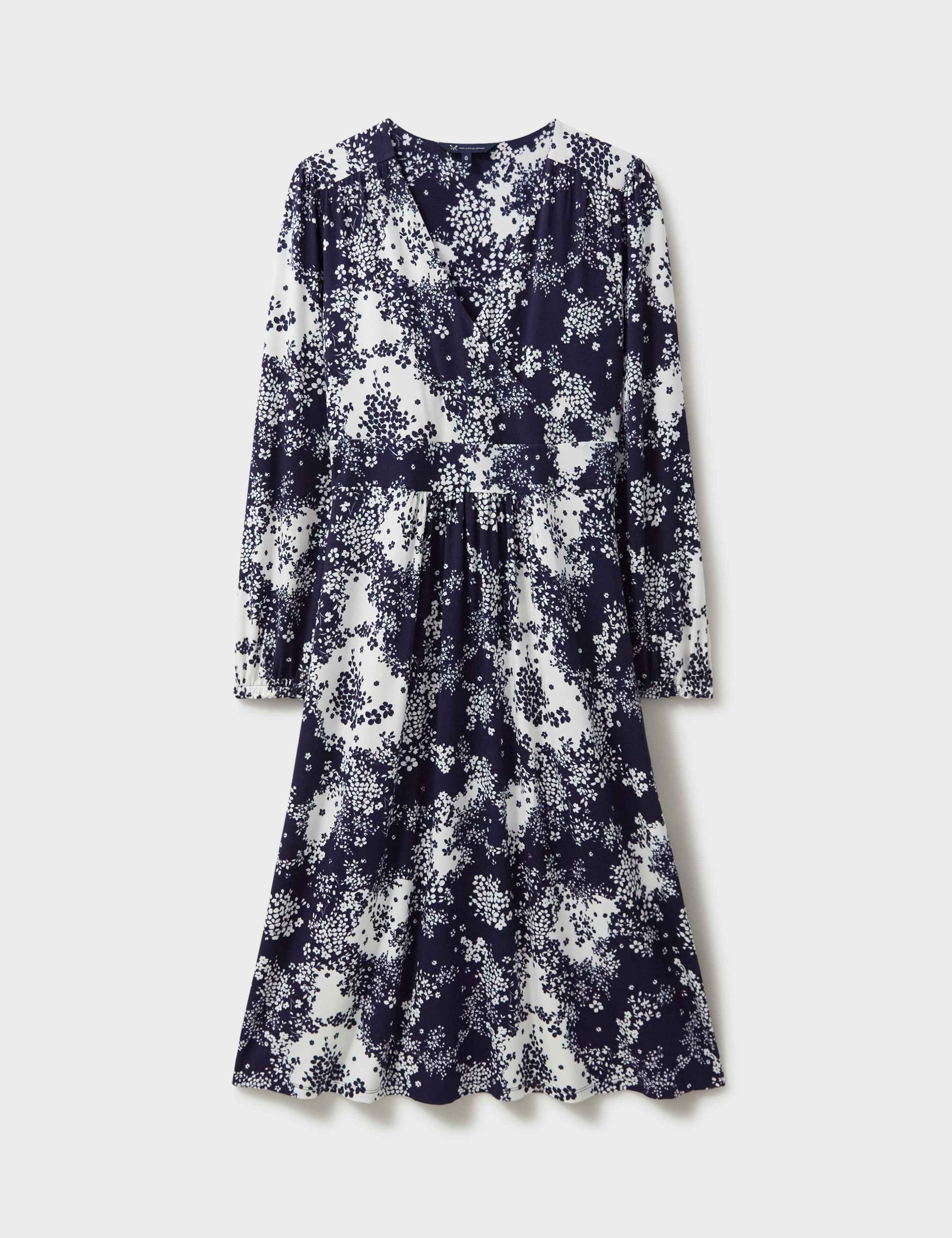 Jersey Floral V-Neck Knee Length Wrap Dress 2 of 4
