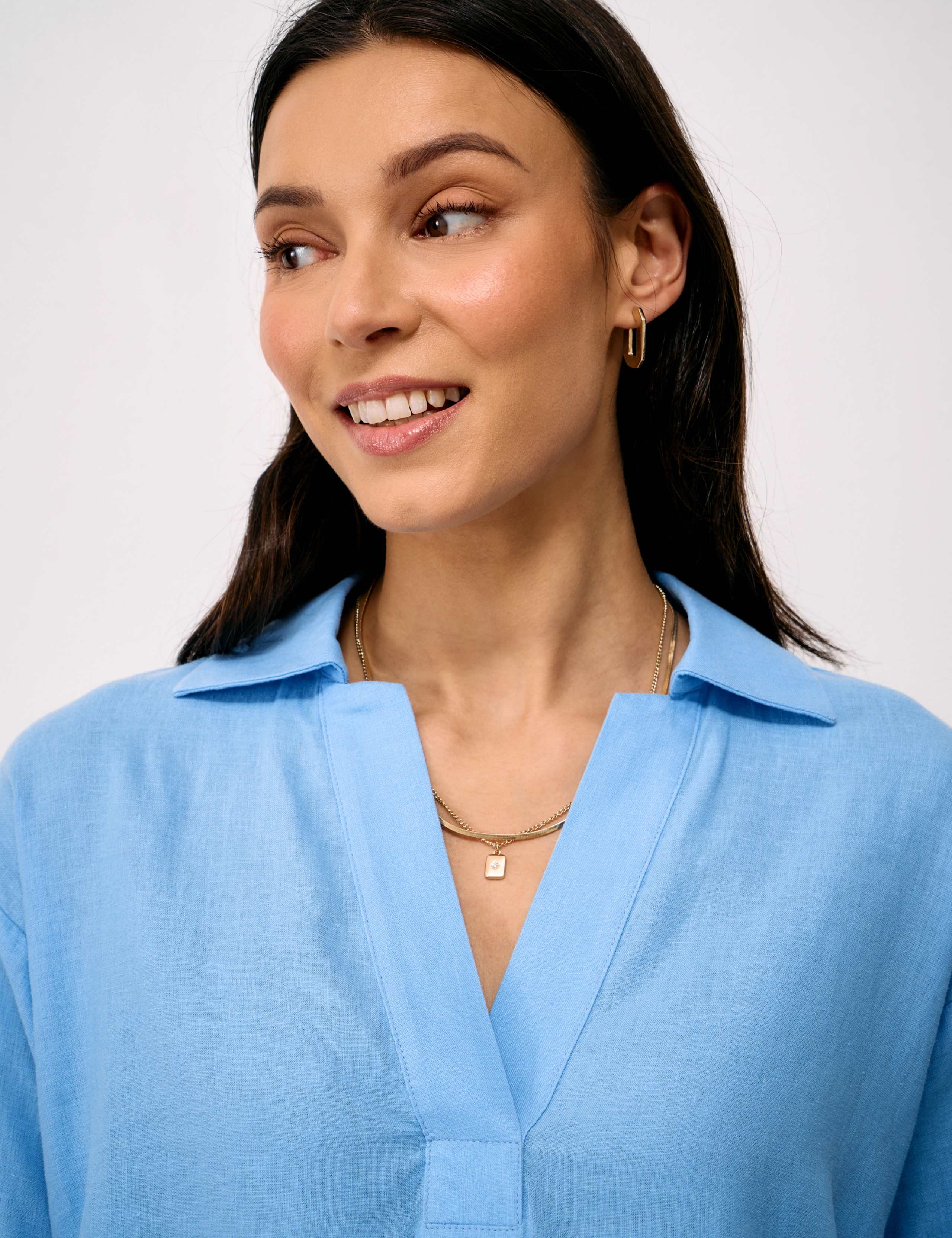 Linen Rich V-Neck Relaxed Popover Shirt 5 of 5