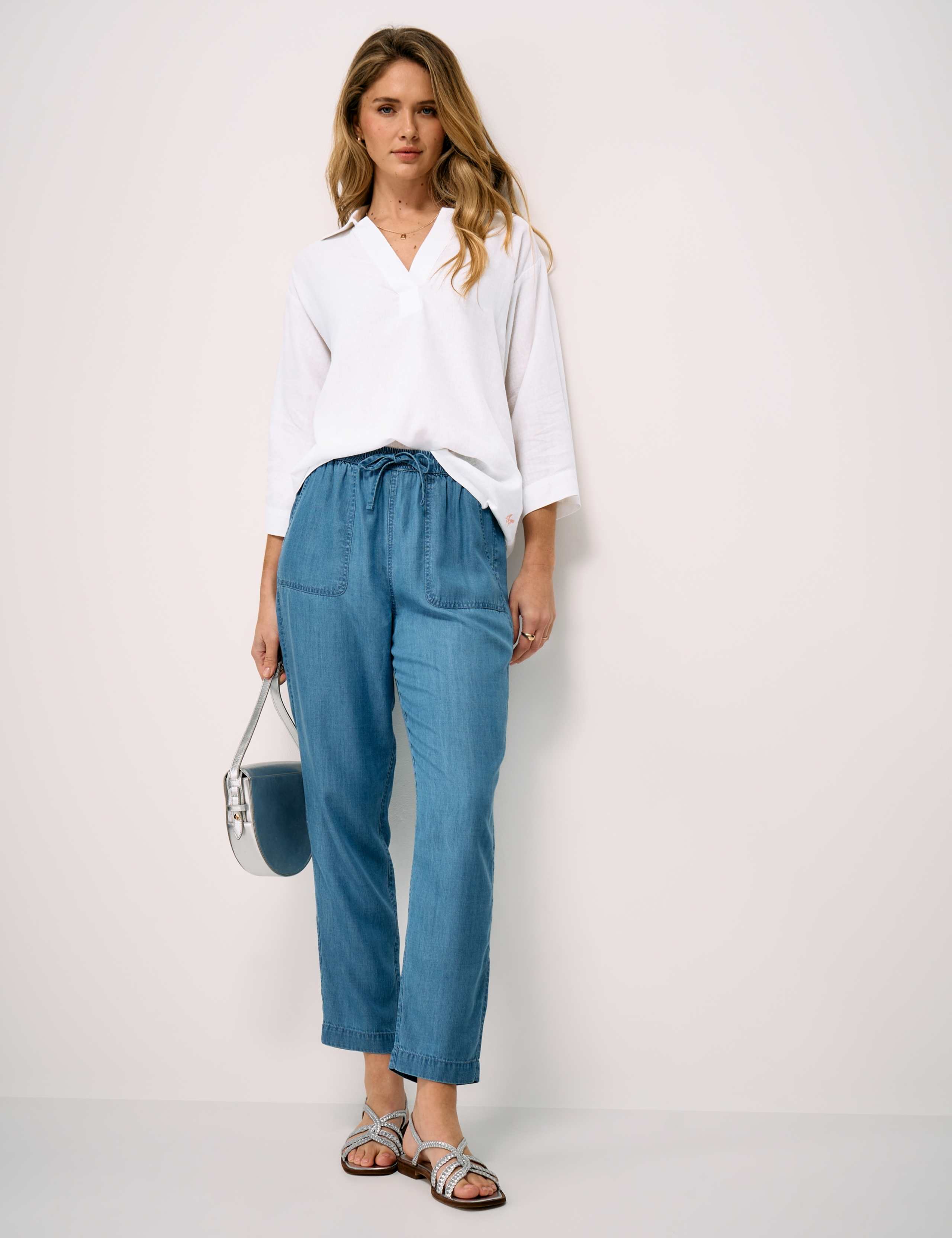 Linen Rich V-Neck Relaxed Popover Shirt 3 of 5
