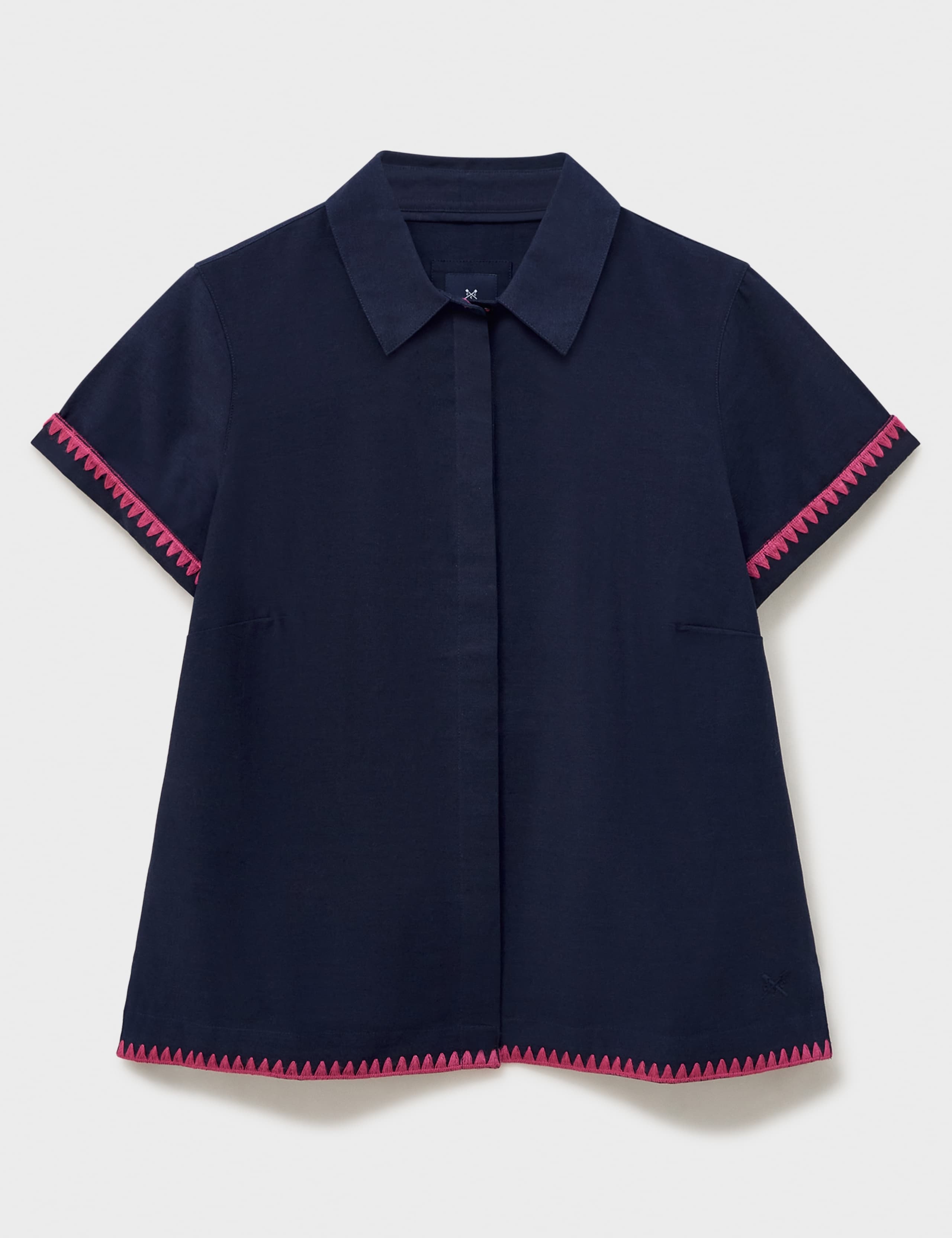 Cotton Rich Edge Stitched Shirt with Linen 2 of 5