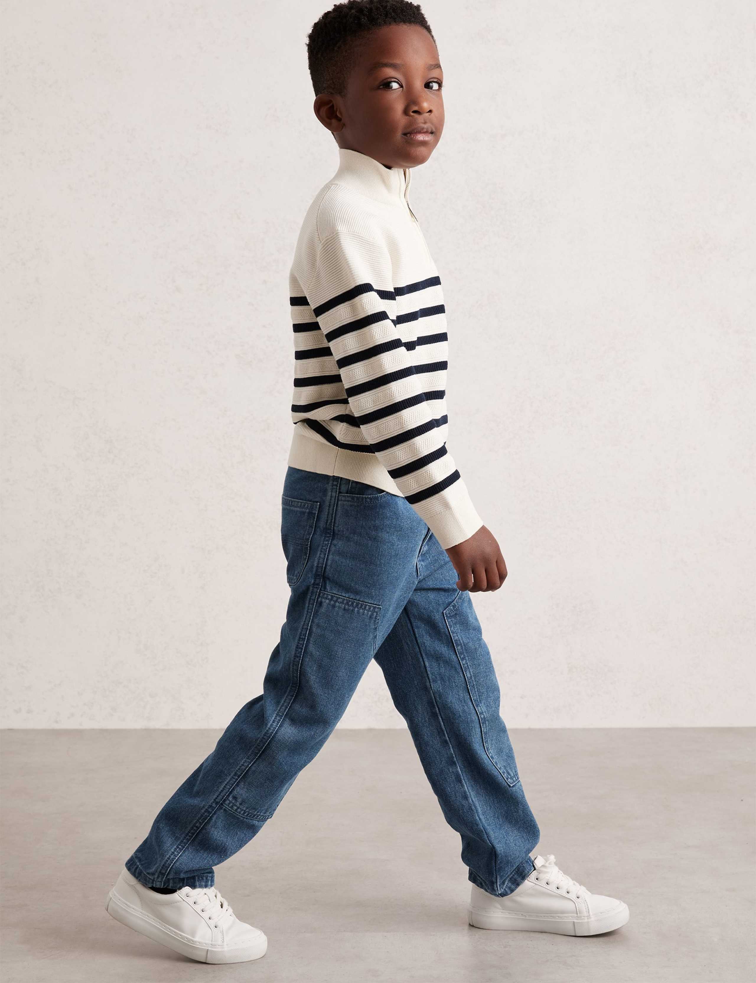 Cotton Blend Striped Half Zip Jumper (3-14 Yrs) 3 of 4