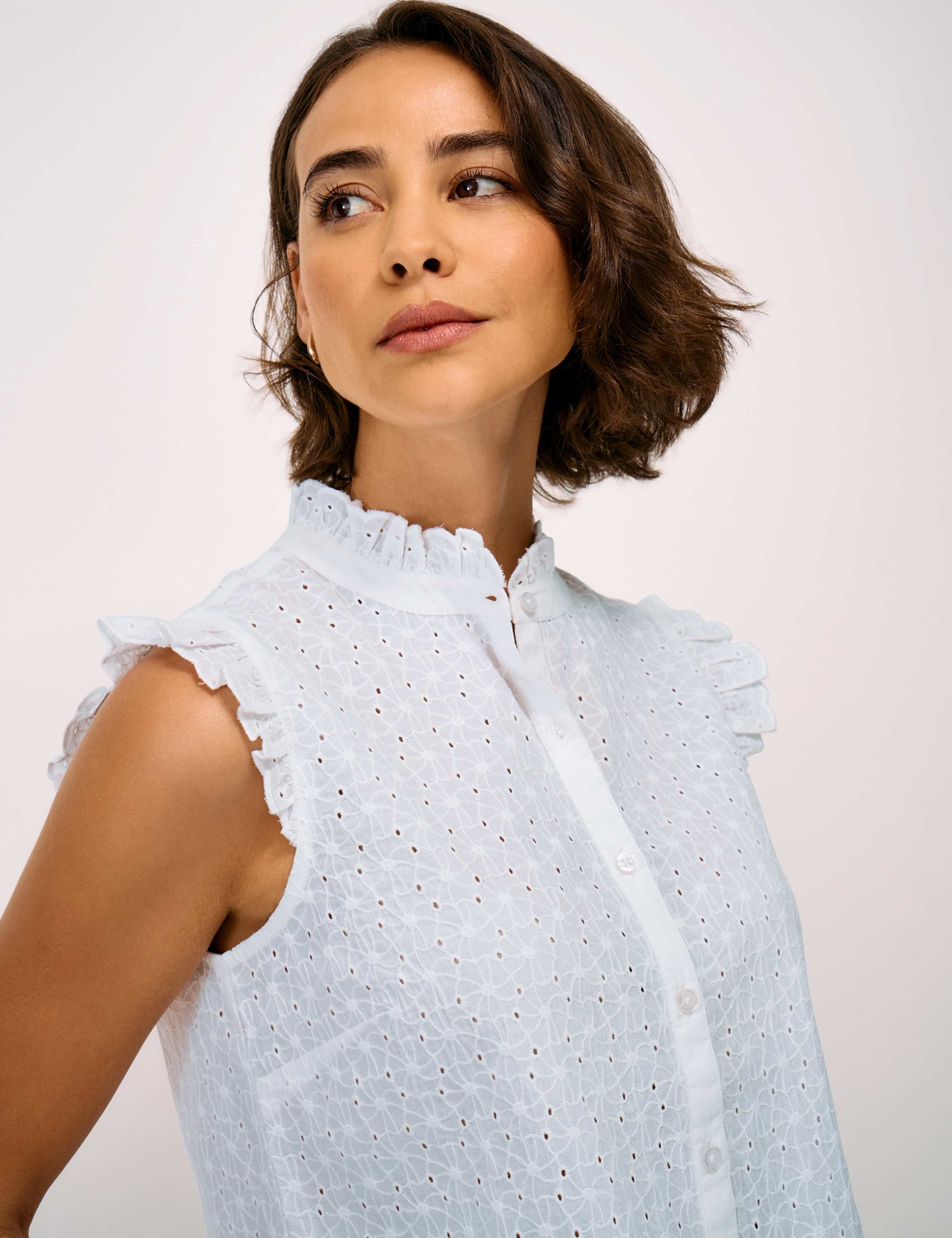 Pure Cotton Broderie Frill Detail Blouse 5 of 5