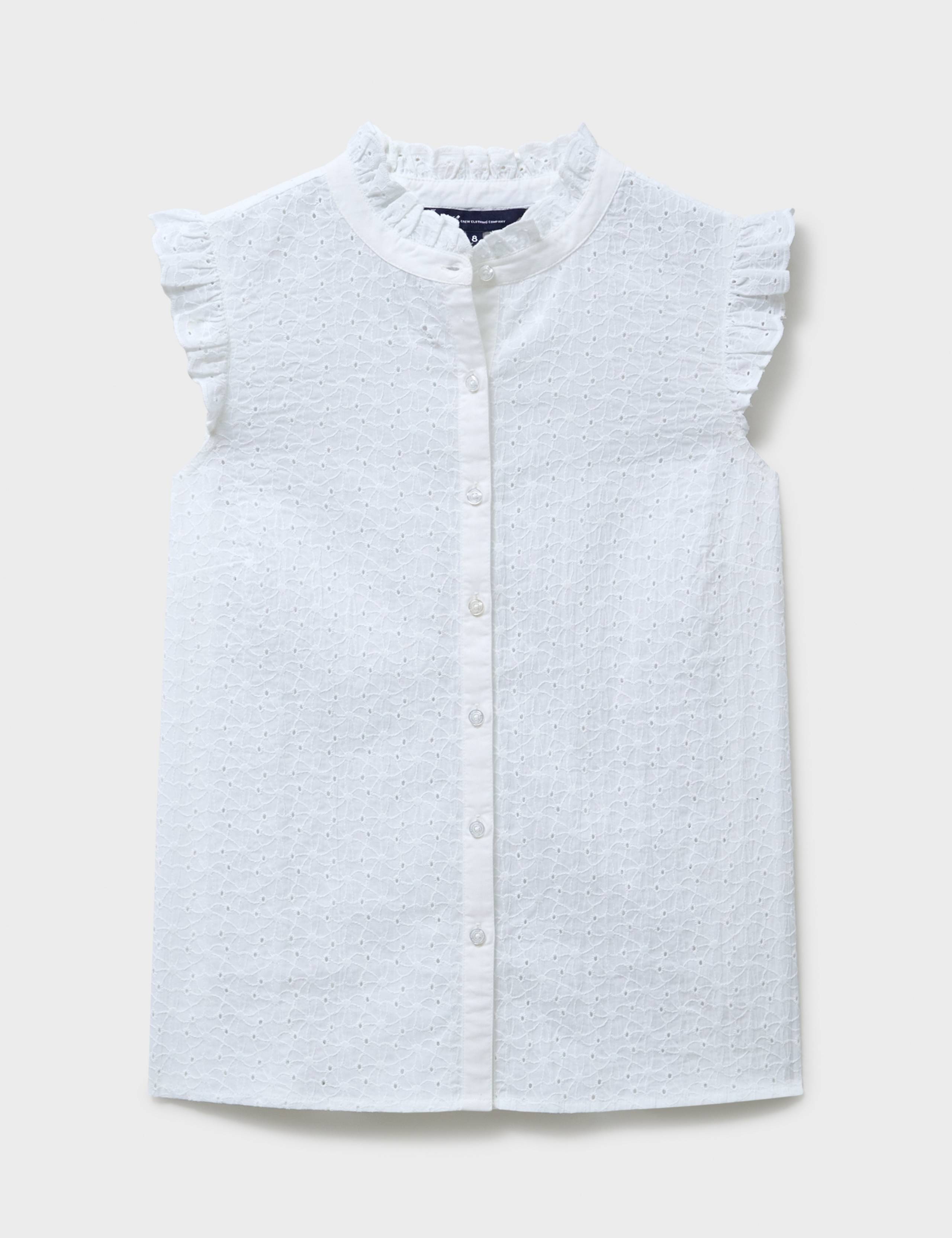 Pure Cotton Broderie Frill Detail Blouse 2 of 5