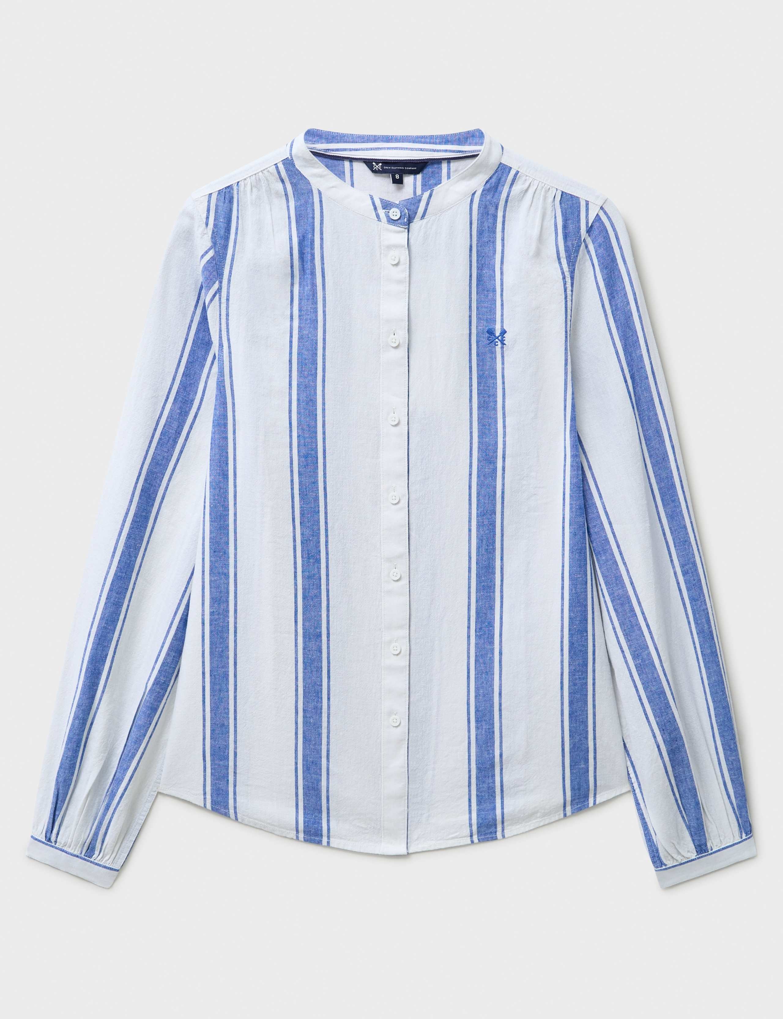 Linen Rich Striped Crew Neck Blouse 2 of 5