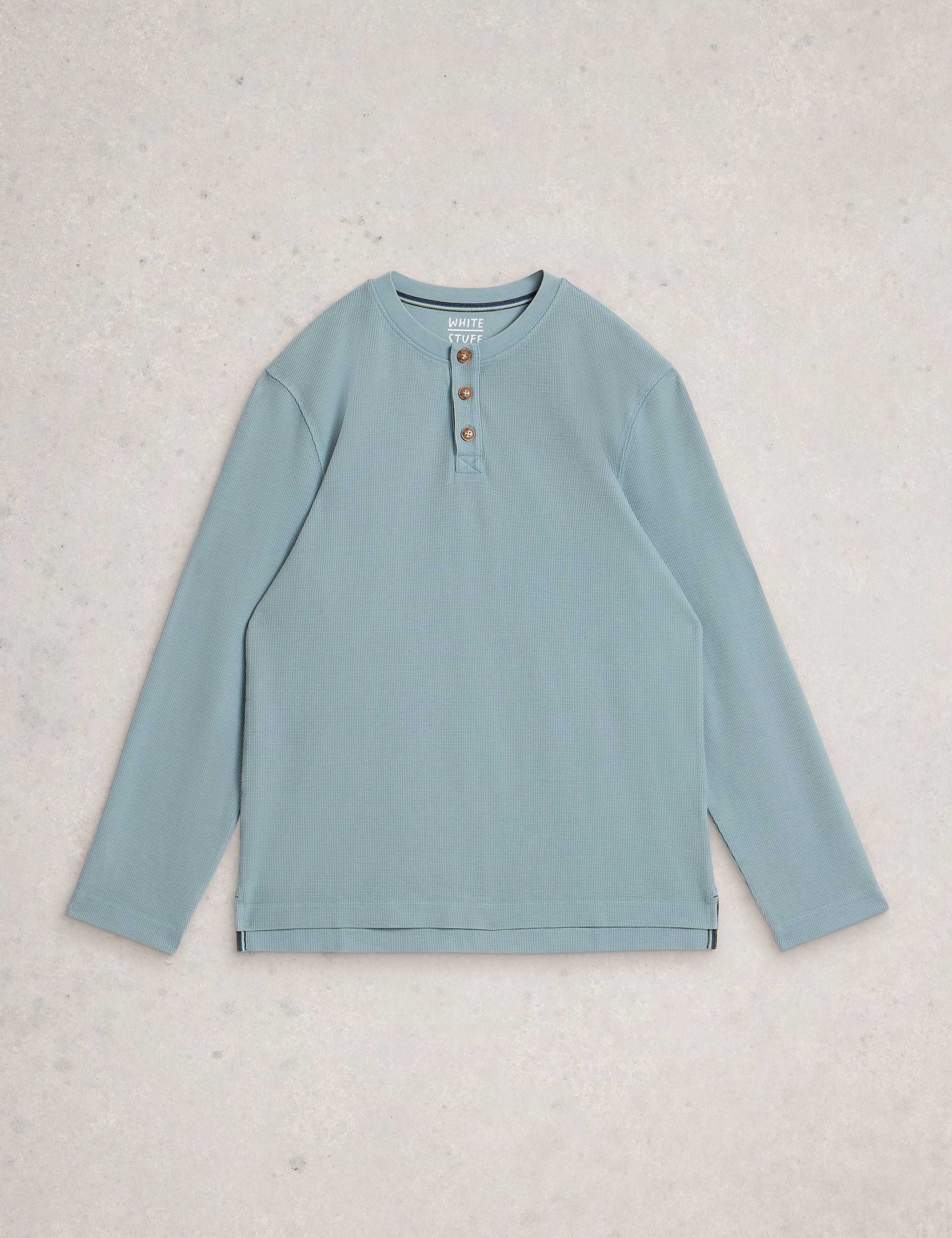 Pure Cotton Waffle Henley Top 2 of 6