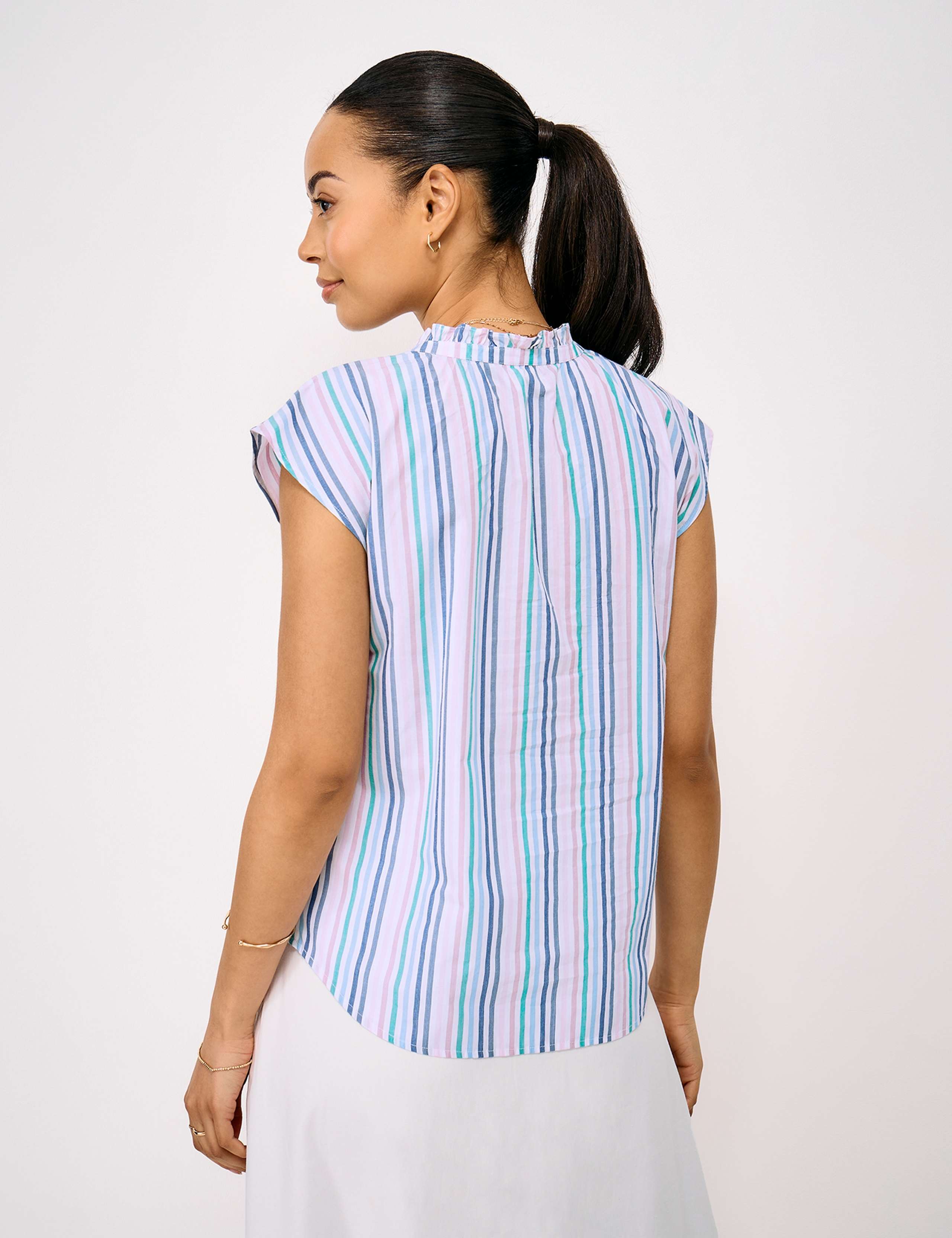 Pure Cotton Double Cloth Striped Blouse 4 of 5
