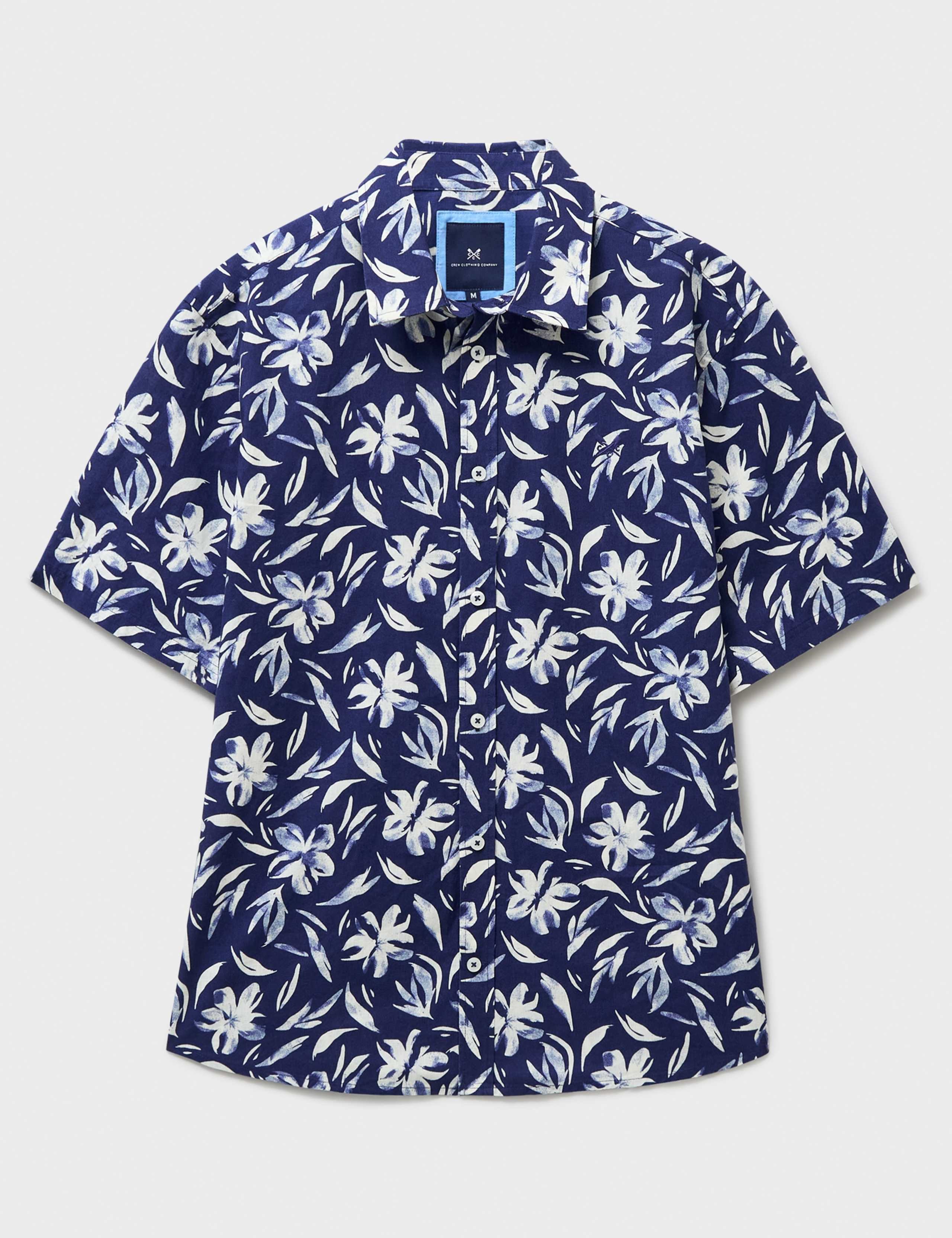 Linen Cotton Blend Floral Short Sleeve Shirt 2 of 5