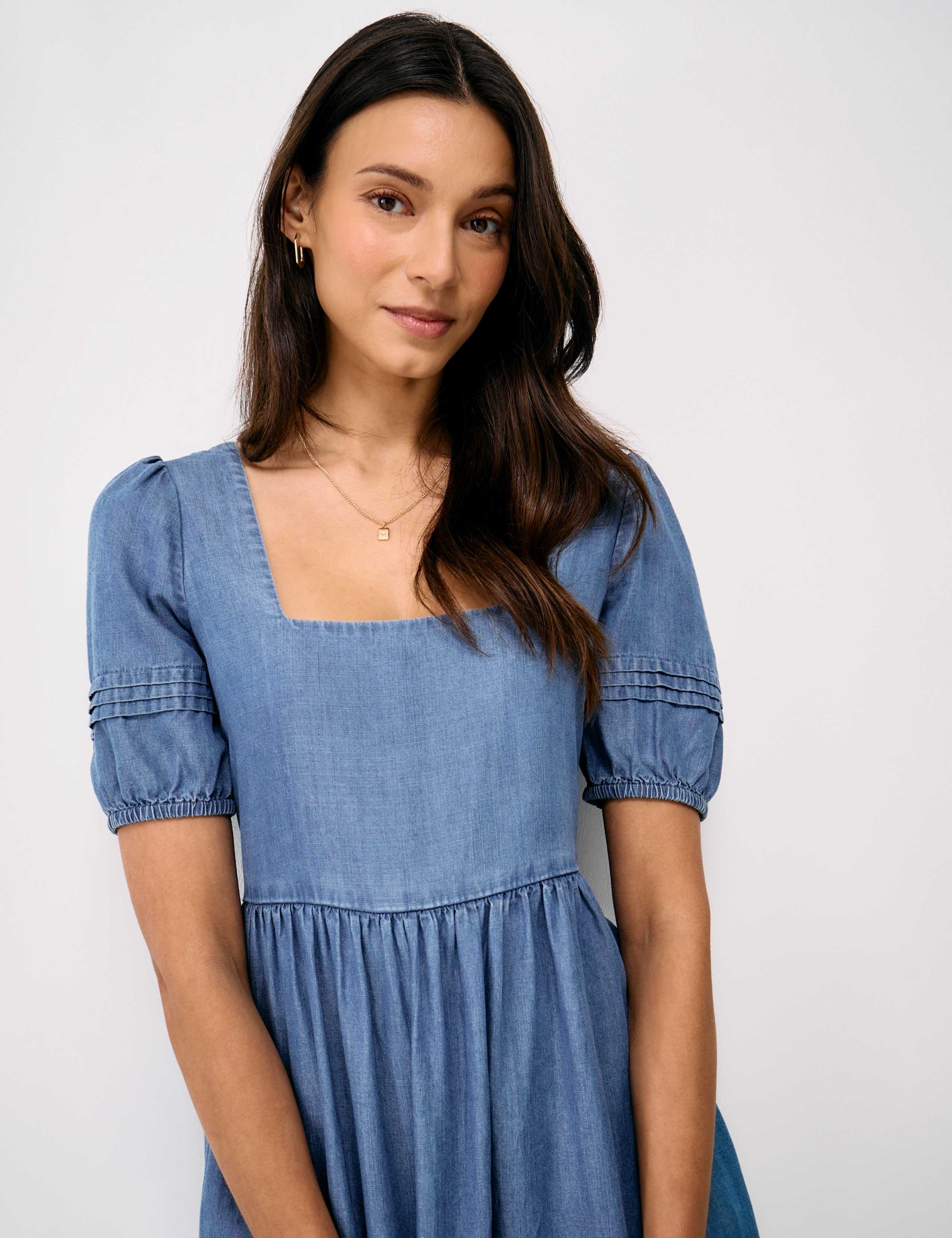Pure Lyocell Square Neck Midi Tea Dress 4 of 5
