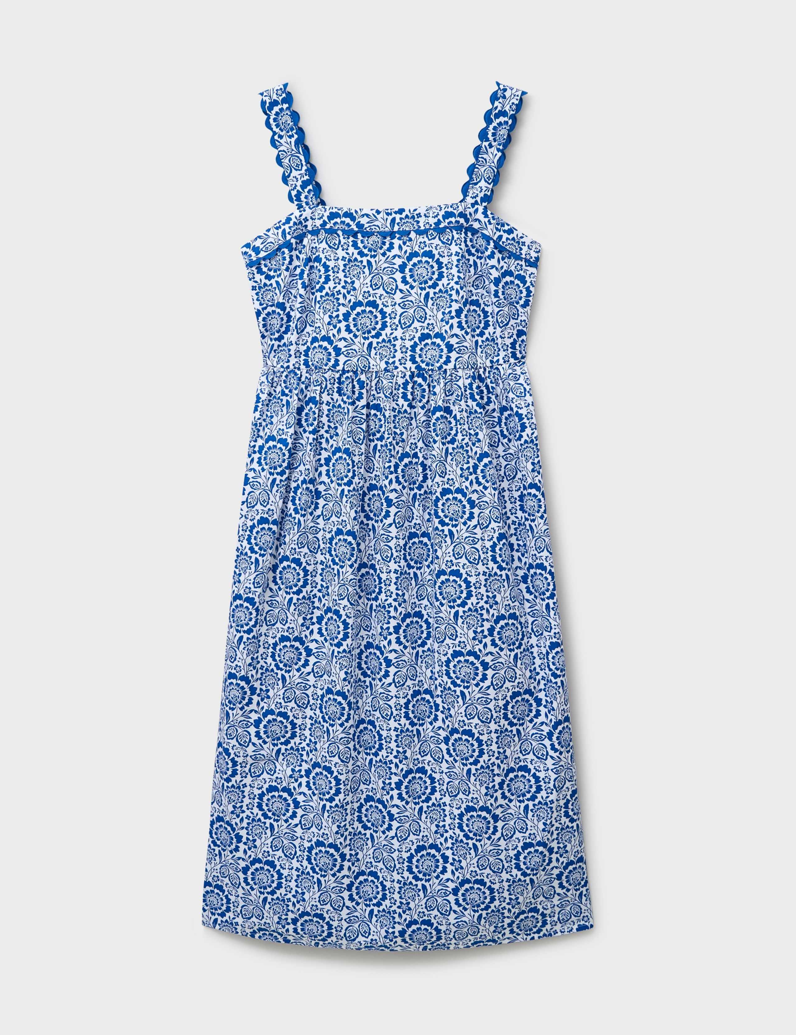 Pure Cotton Floral Midi Waisted Dress 2 of 5