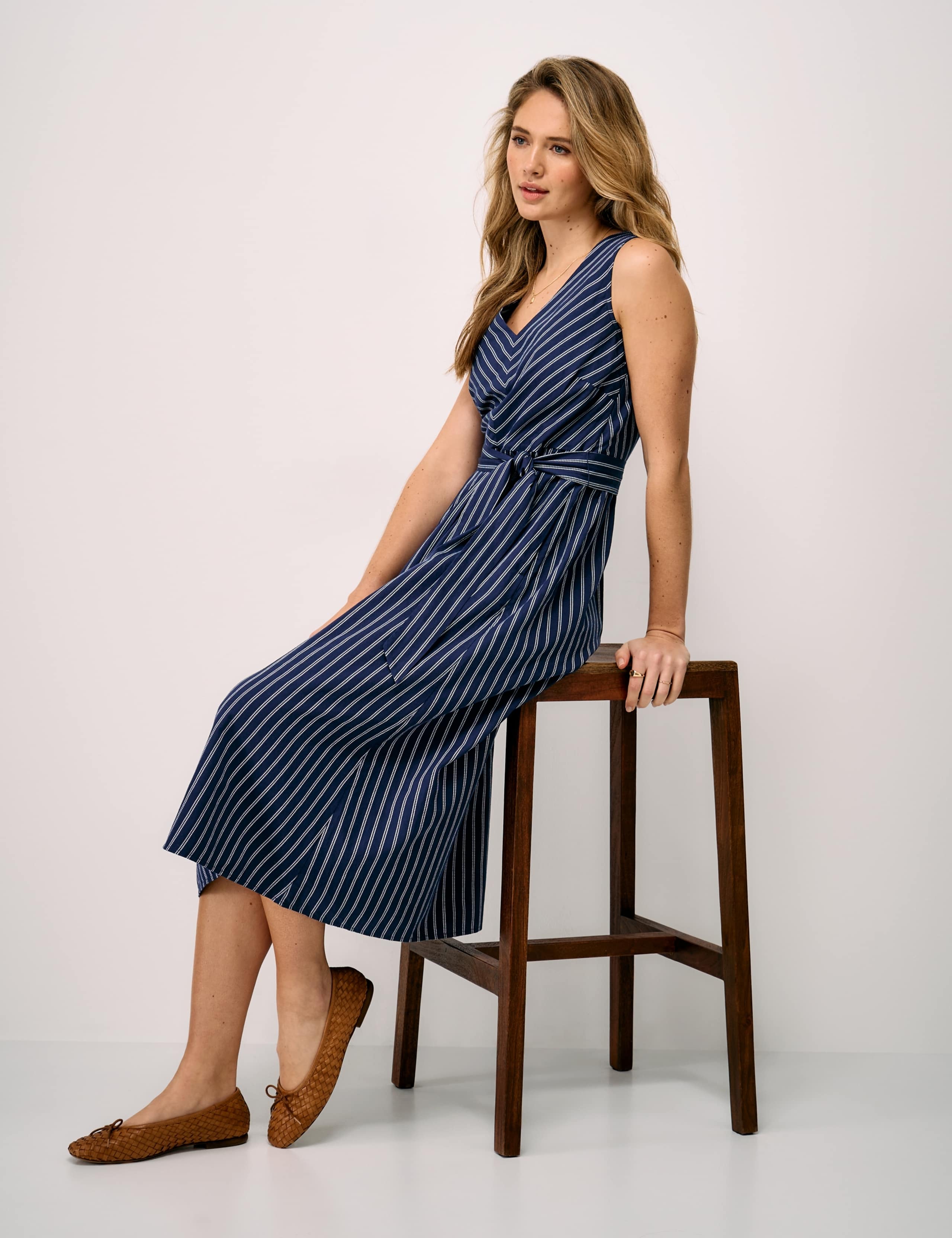 Pure Cotton Striped Midi Skater Dress 3 of 5