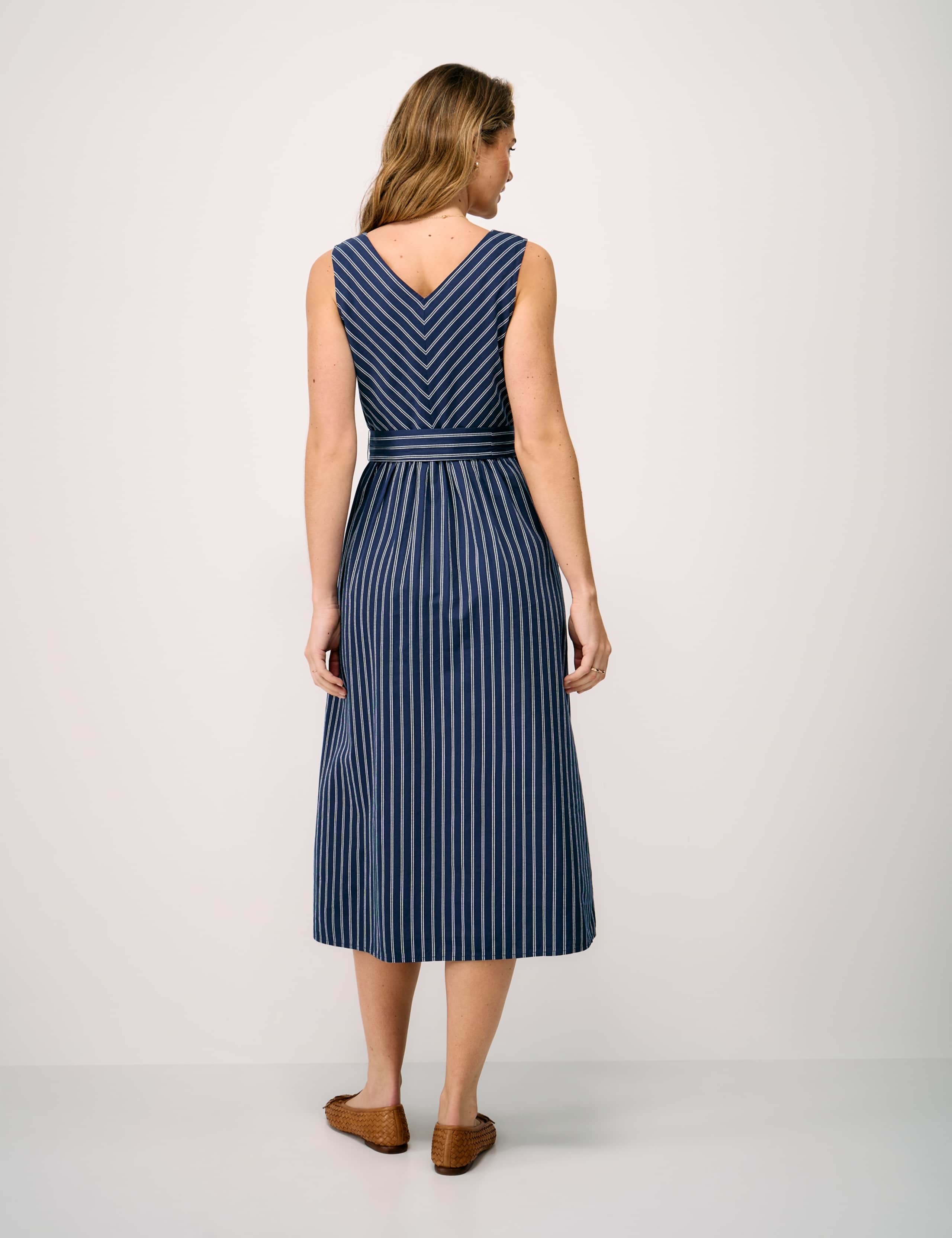 Pure Cotton Striped Midi Skater Dress 4 of 5