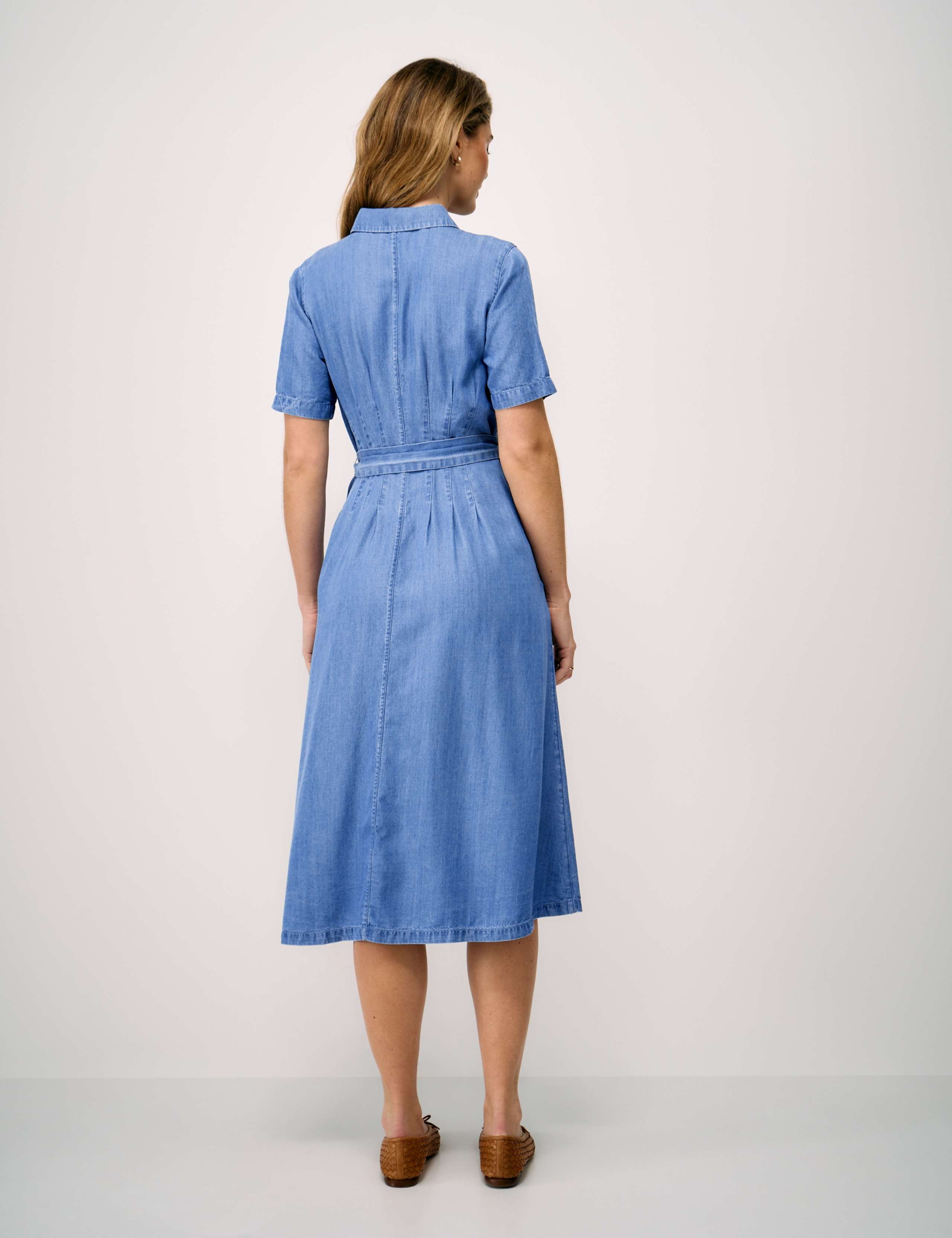 Denim Darted Belted Midi Shirt Dress 4 of 5