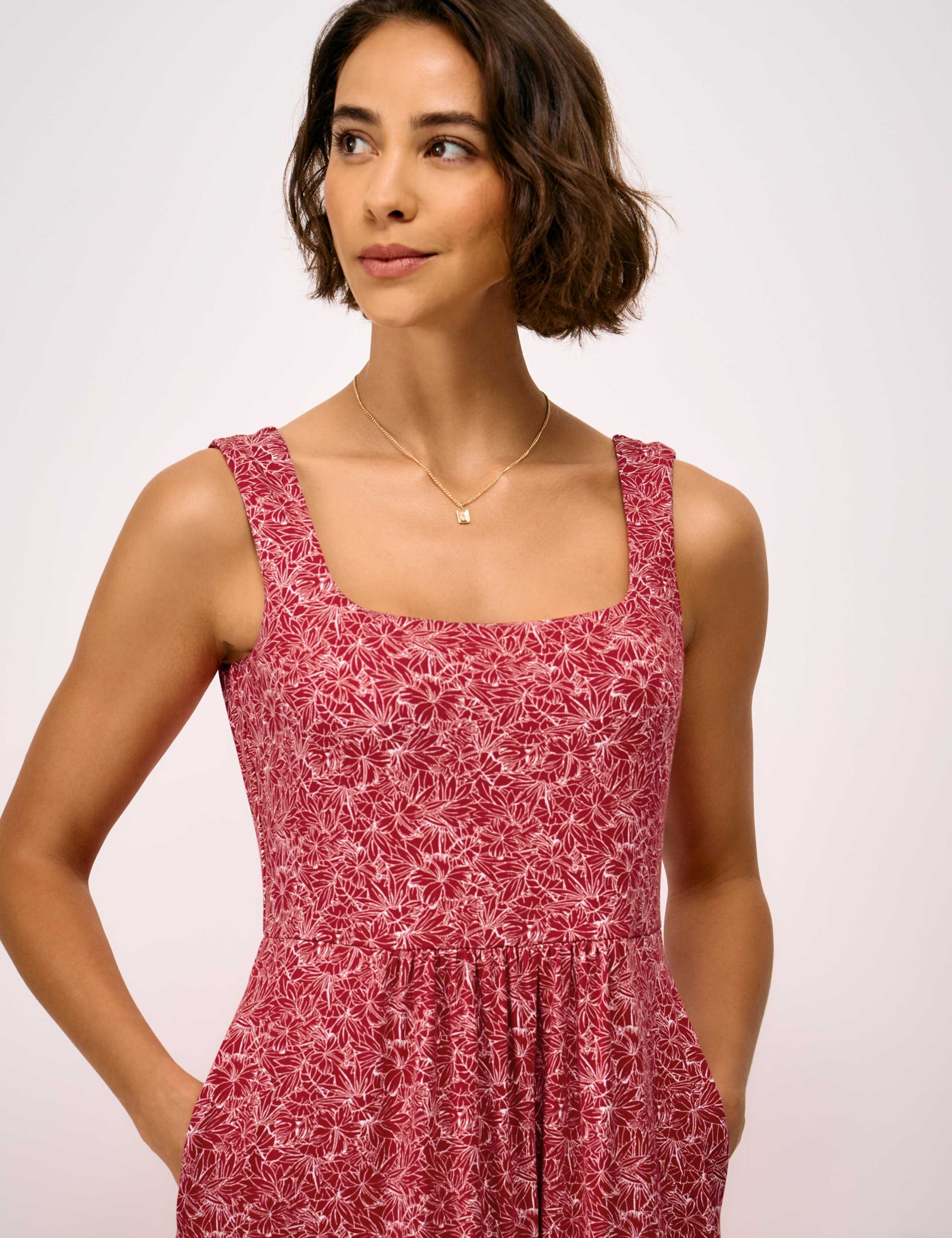 Jersey Floral Square Neck Midi Dress 5 of 5