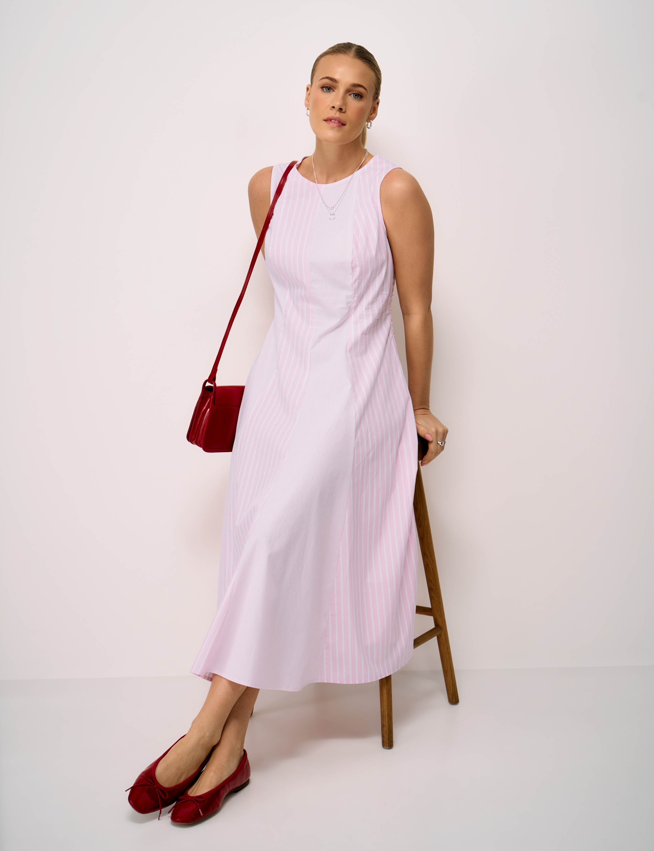 Pure Cotton Striped Midi Skater Dress 1 of 5
