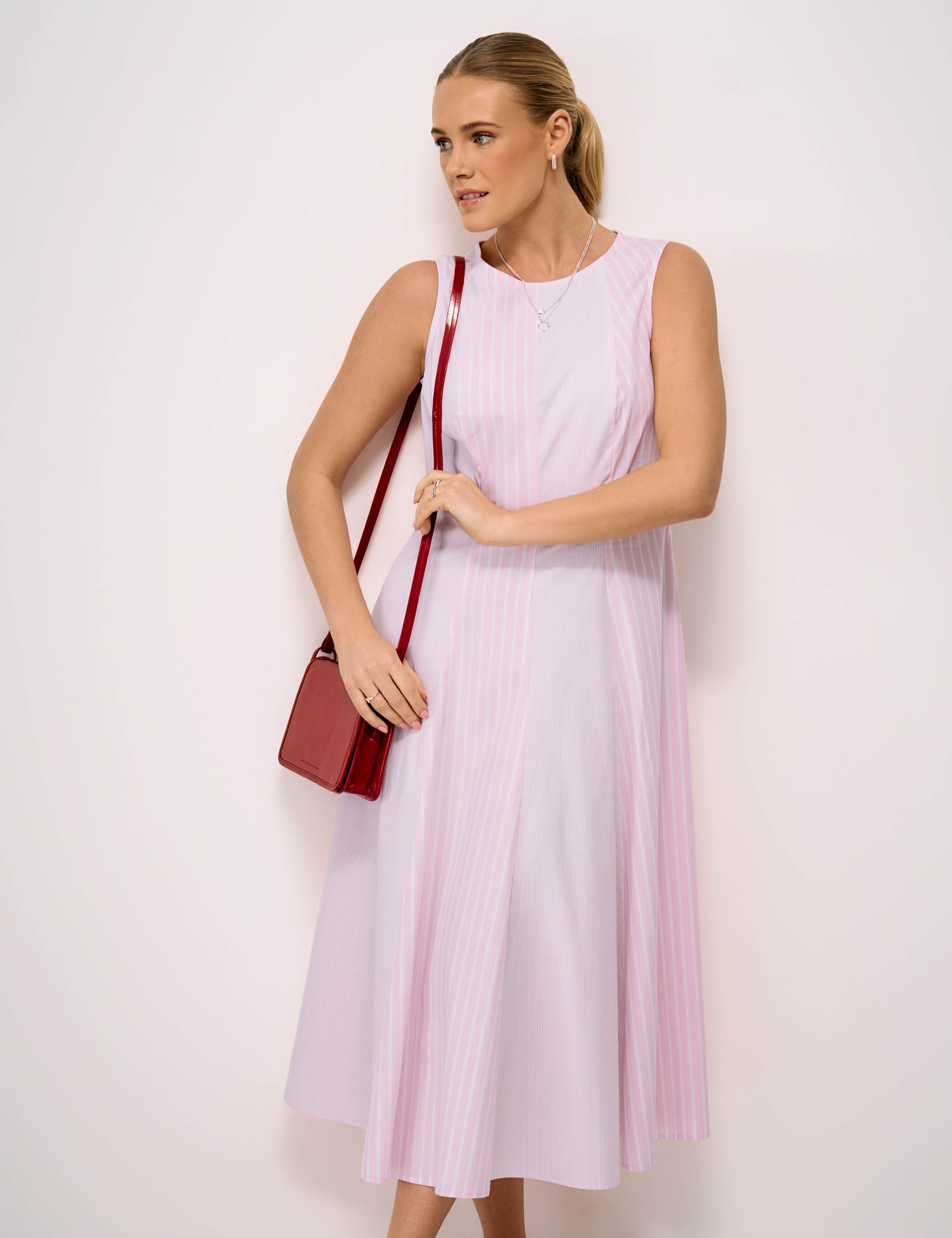 Pure Cotton Striped Midi Skater Dress 3 of 5