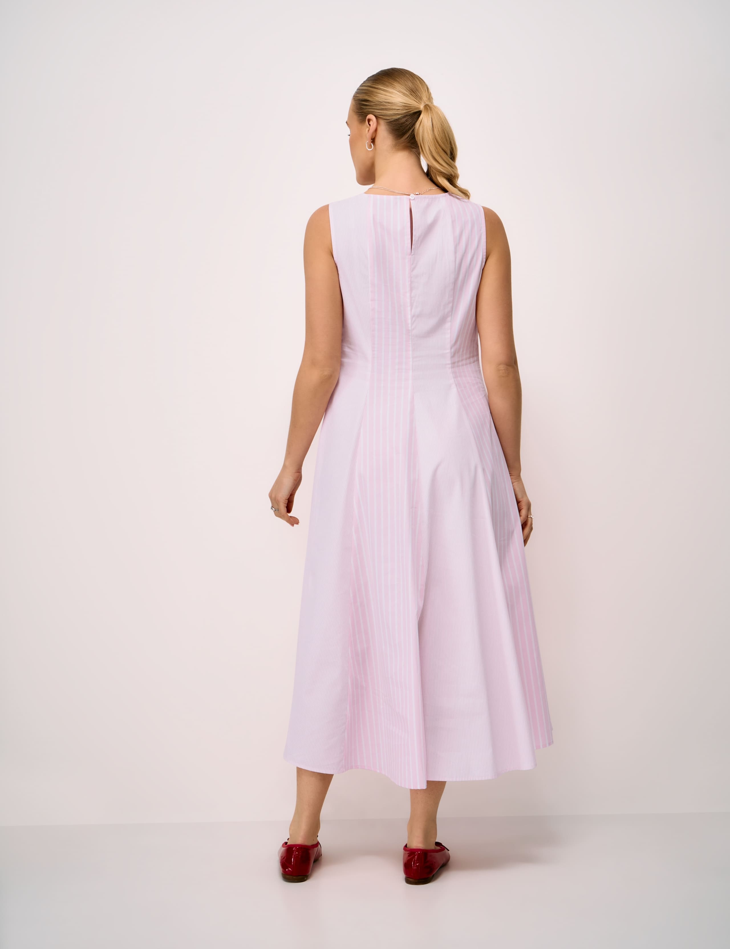 Pure Cotton Striped Midi Skater Dress 4 of 5