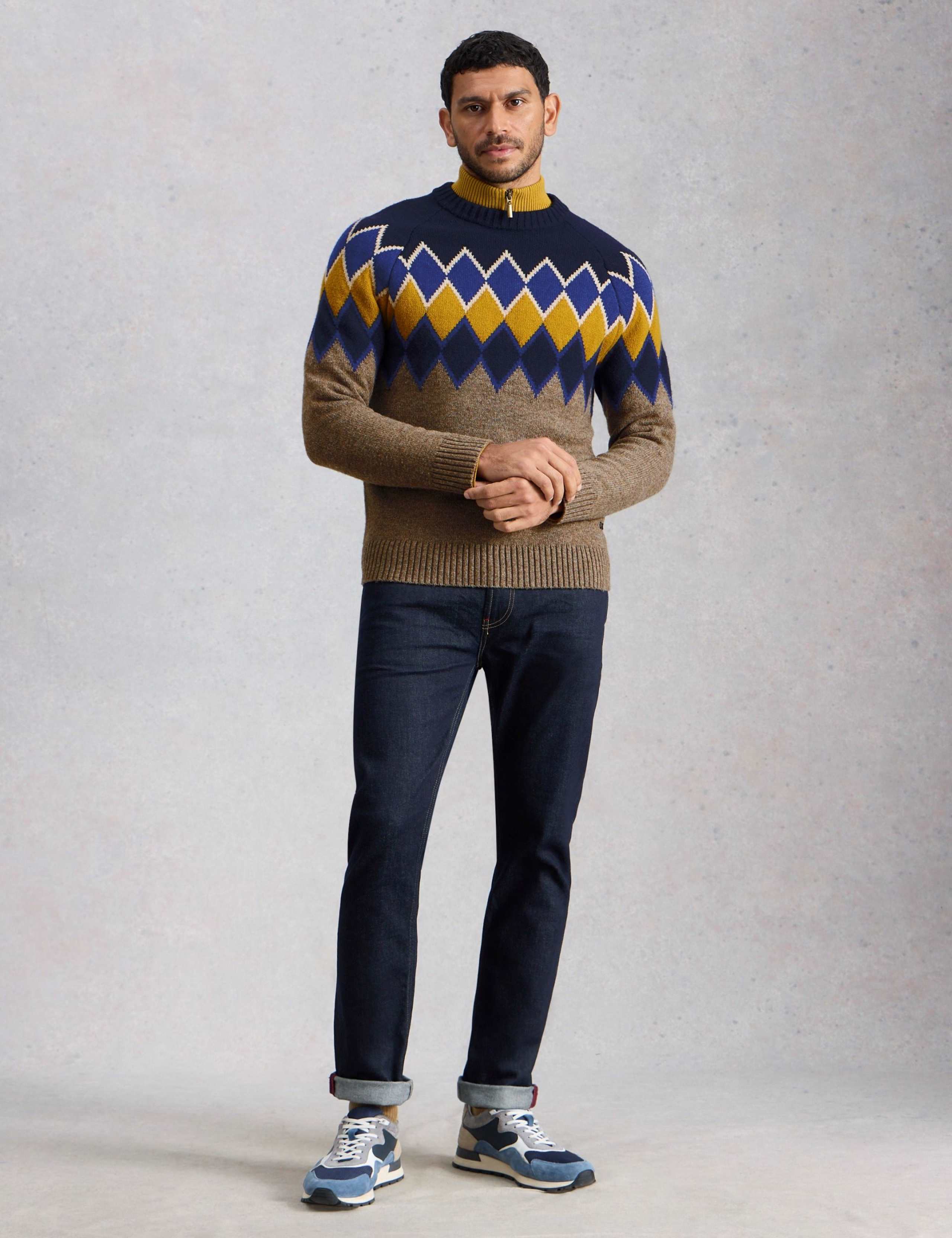 Lambswool Rich Argyle Crew Neck Jumper 1 of 6