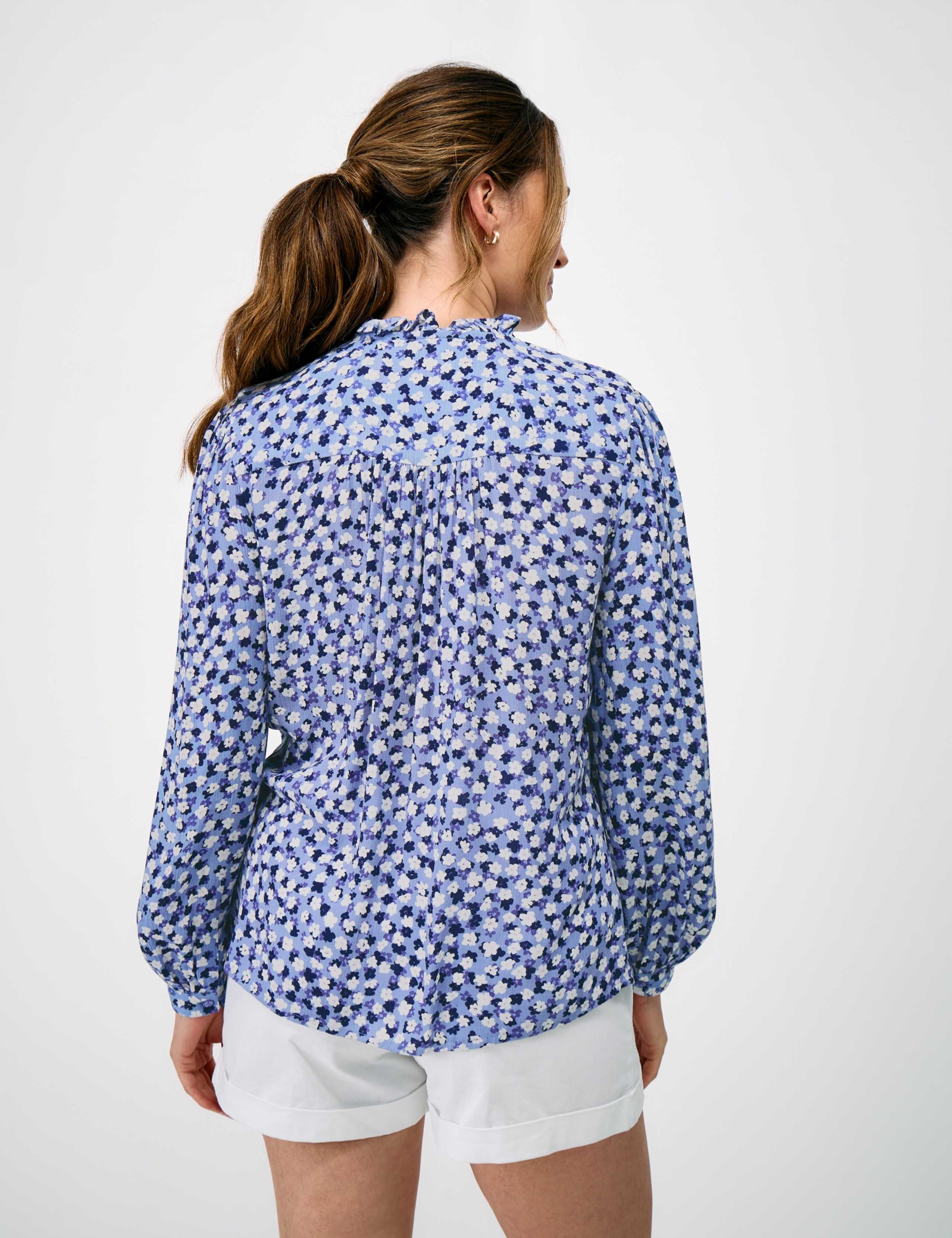 Ditsy Floral Tie Neck Button Through Blouse 3 of 5