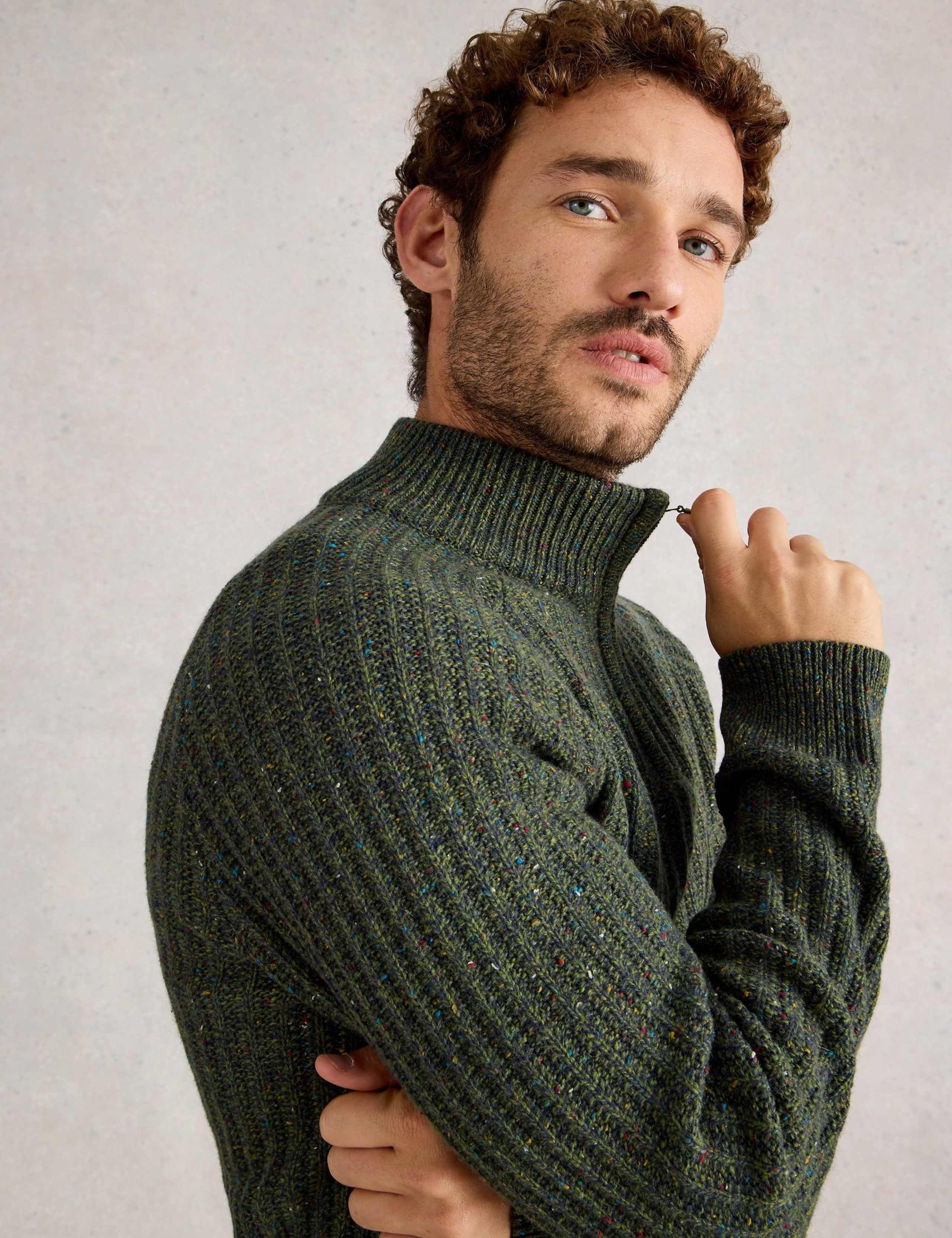 Cotton Rich Funnel Neck Half Zip Jumper 2 of 6