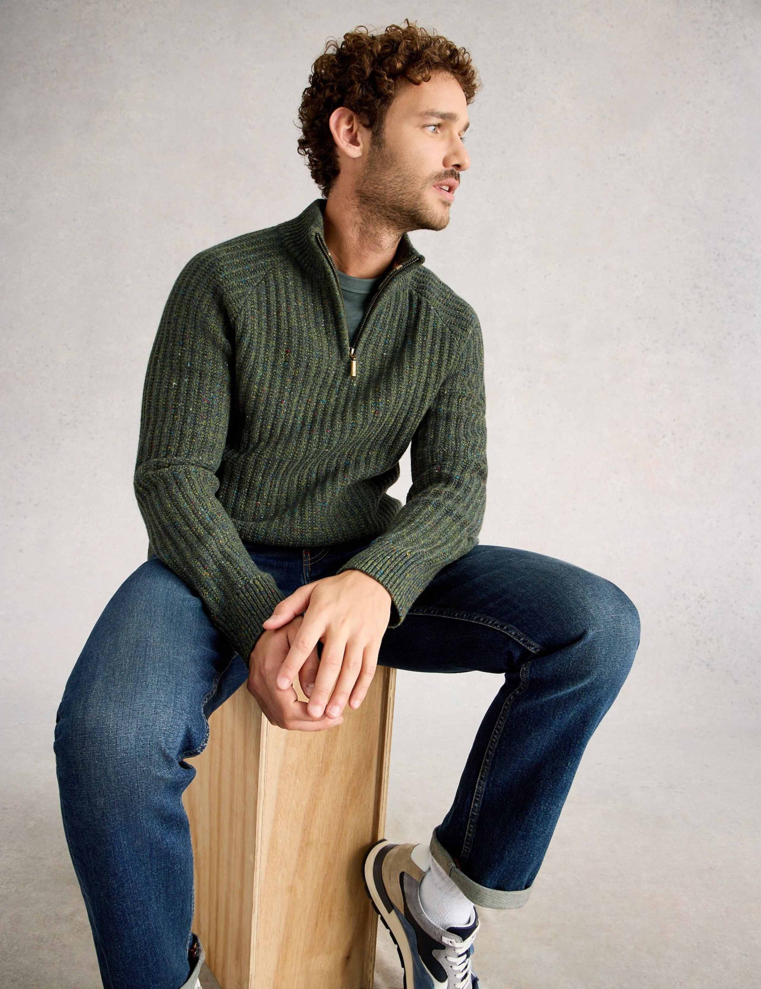 Cotton Rich Funnel Neck Half Zip Jumper 4 of 6