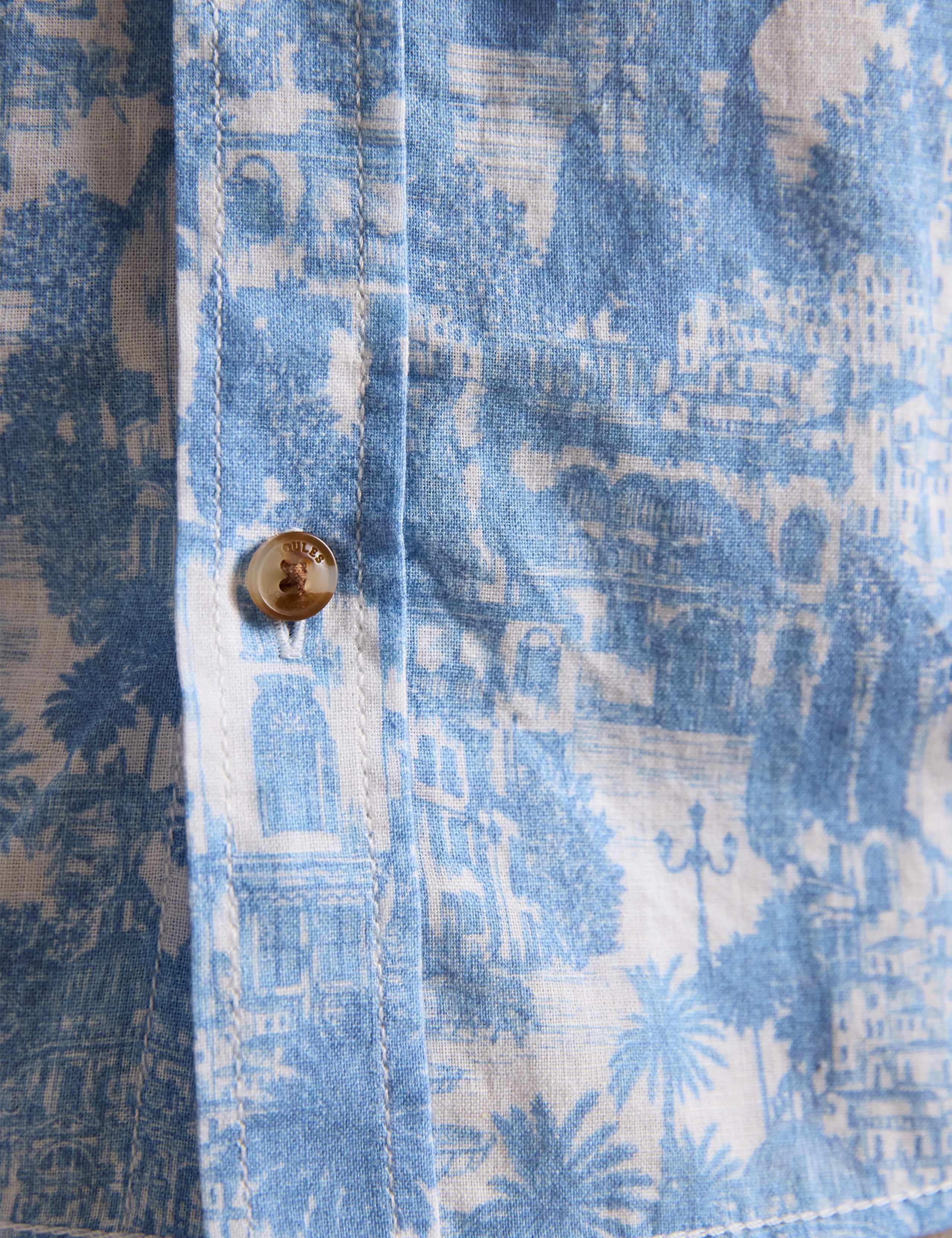 Linen Cotton Blend Printed Short Sleeve Shirt 6 of 7