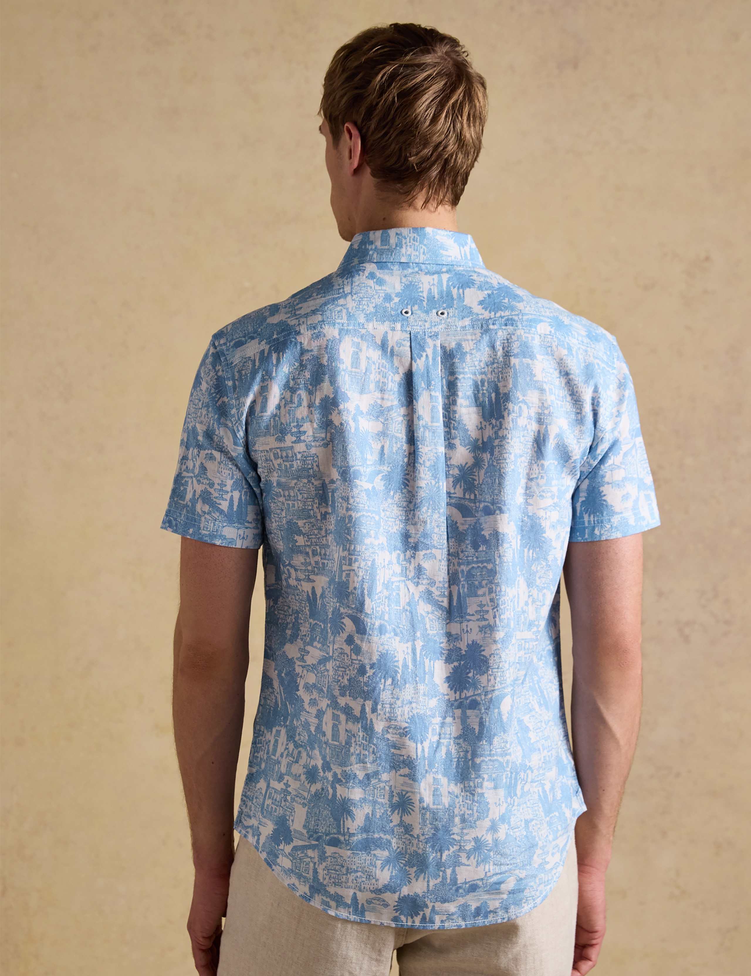 Linen Cotton Blend Printed Short Sleeve Shirt 7 of 7