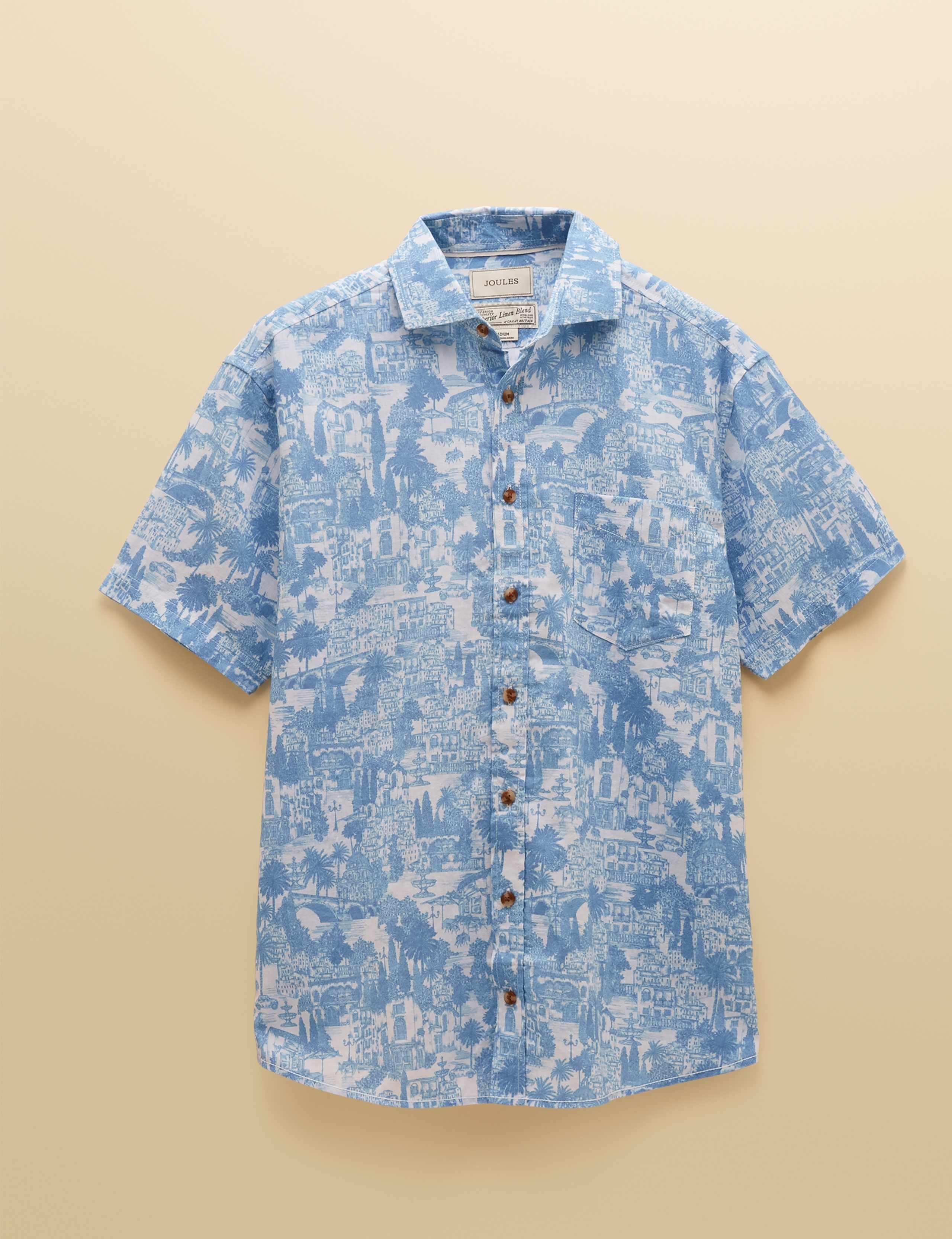 Linen Cotton Blend Printed Short Sleeve Shirt 2 of 7