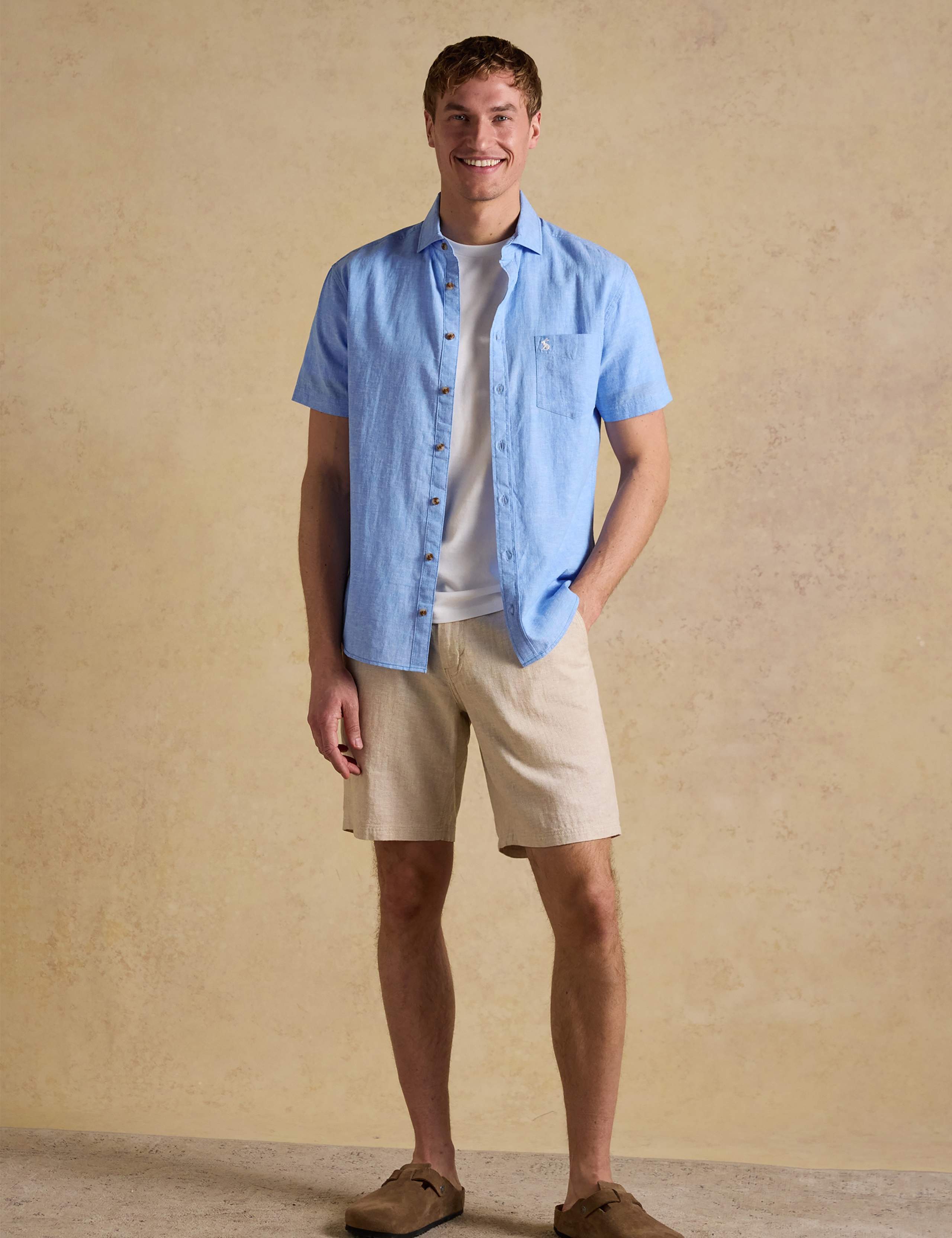 Linen Rich Herringbone Single Pleat Shorts 3 of 7