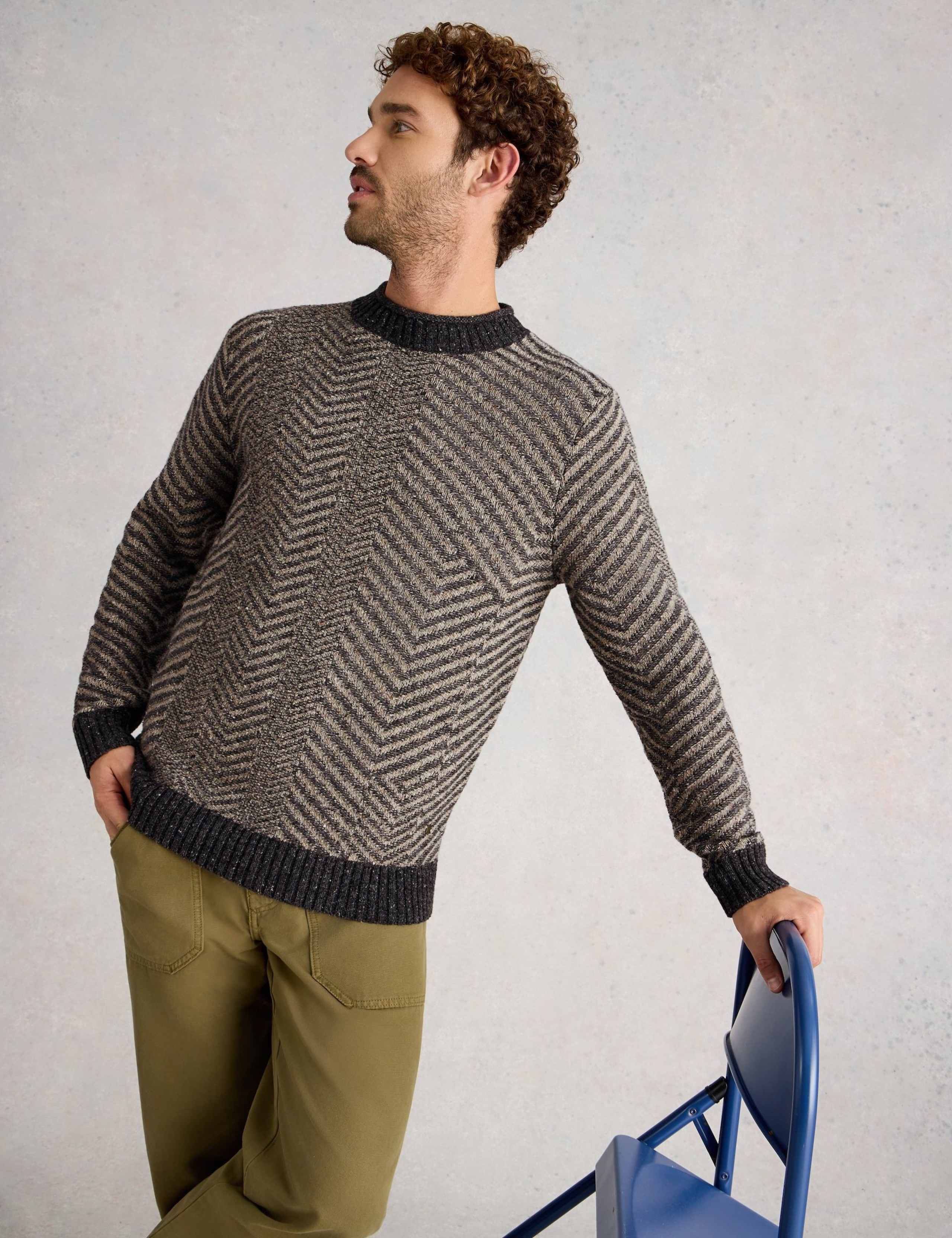 Lambswool Rich Herringbone Crew Neck Jumper 3 of 6