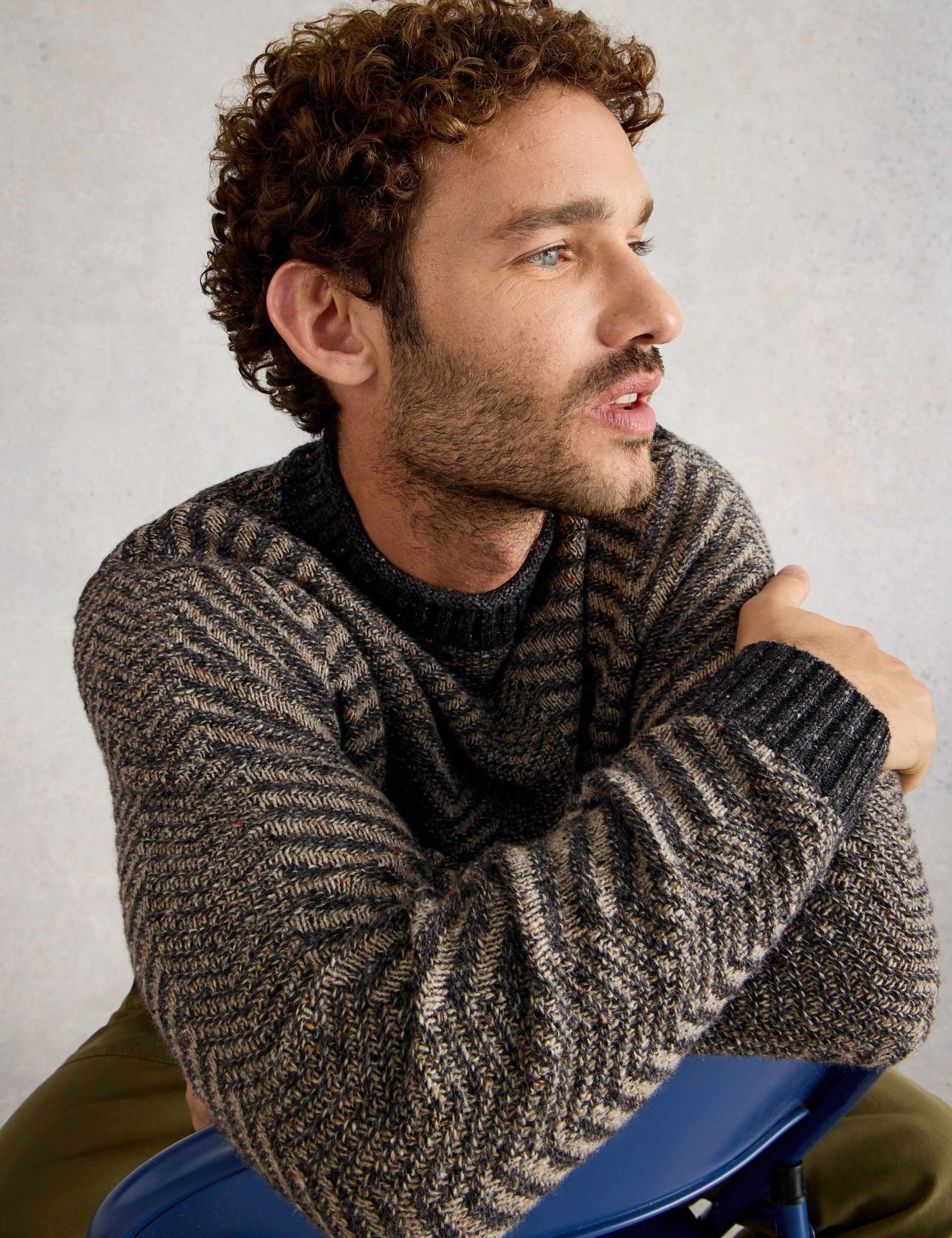 Lambswool Rich Herringbone Crew Neck Jumper 5 of 6