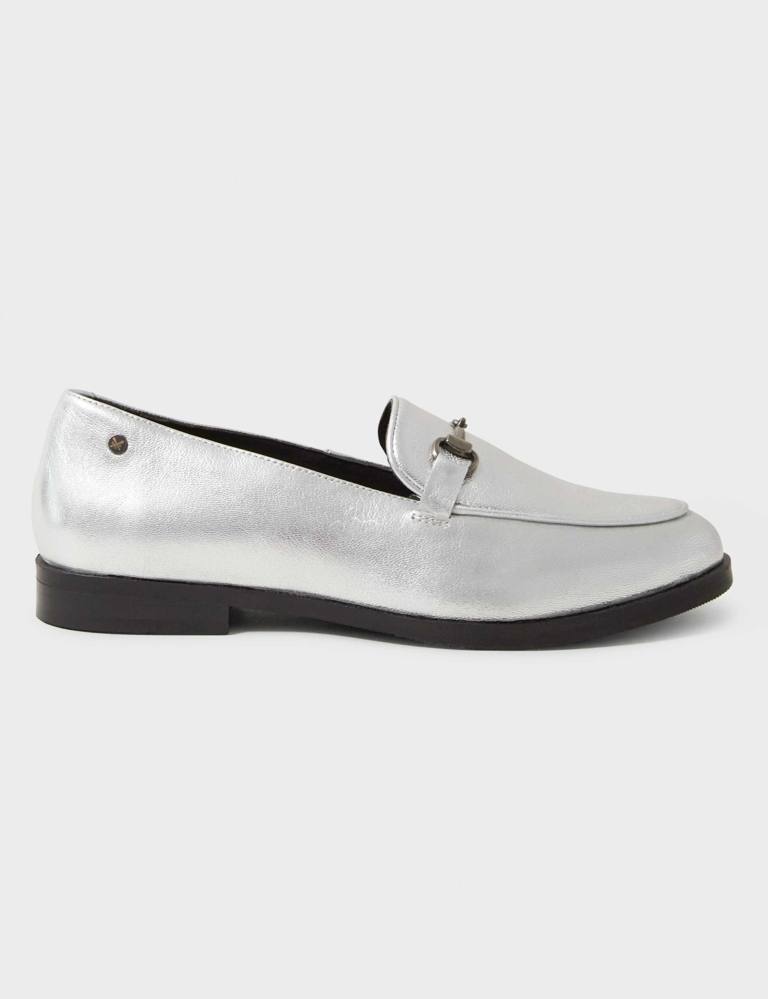 Leather Metallic Bar Flatform Loafers 2 of 4