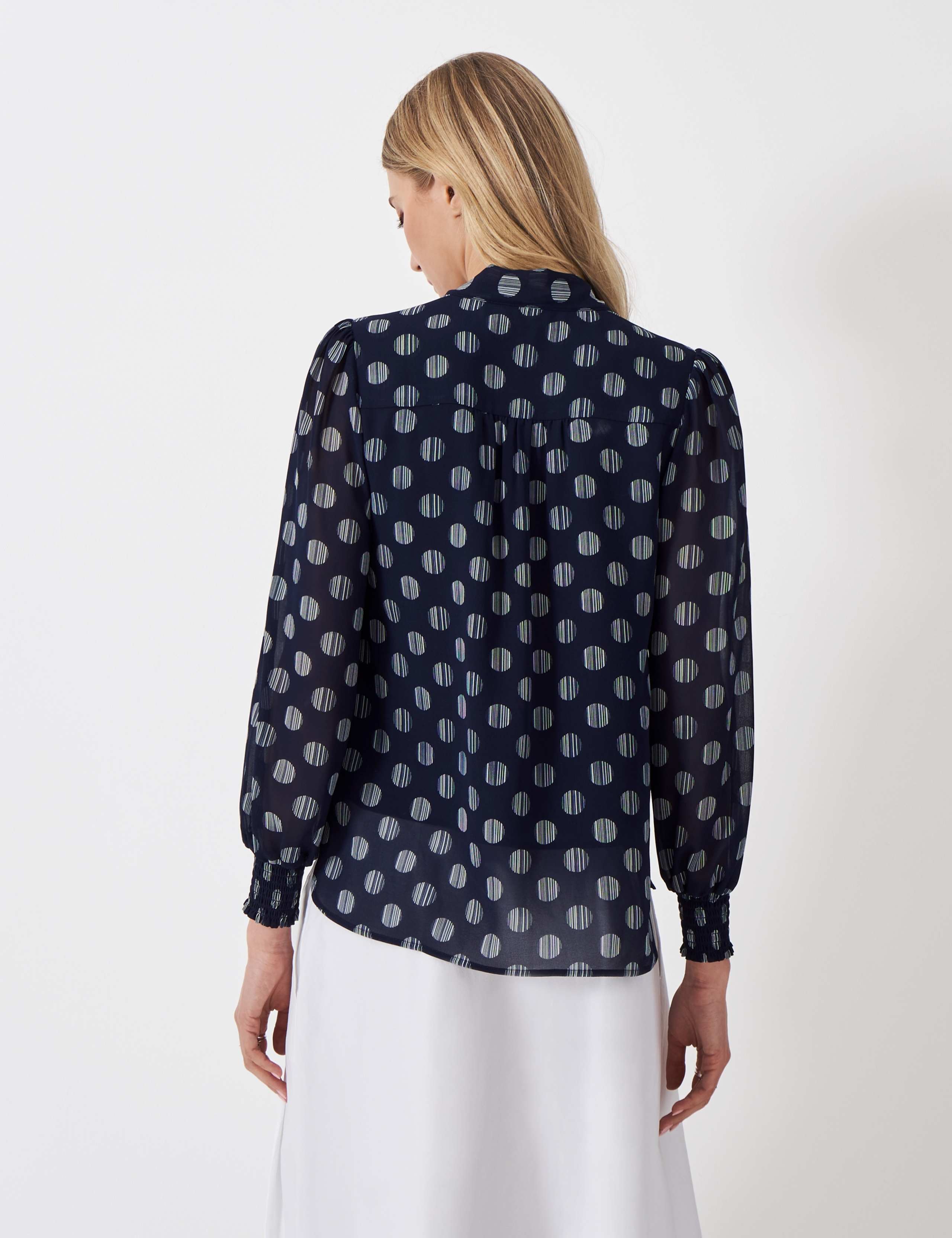 Chiffon Spot Print Tie Neck Blouse 3 of 5