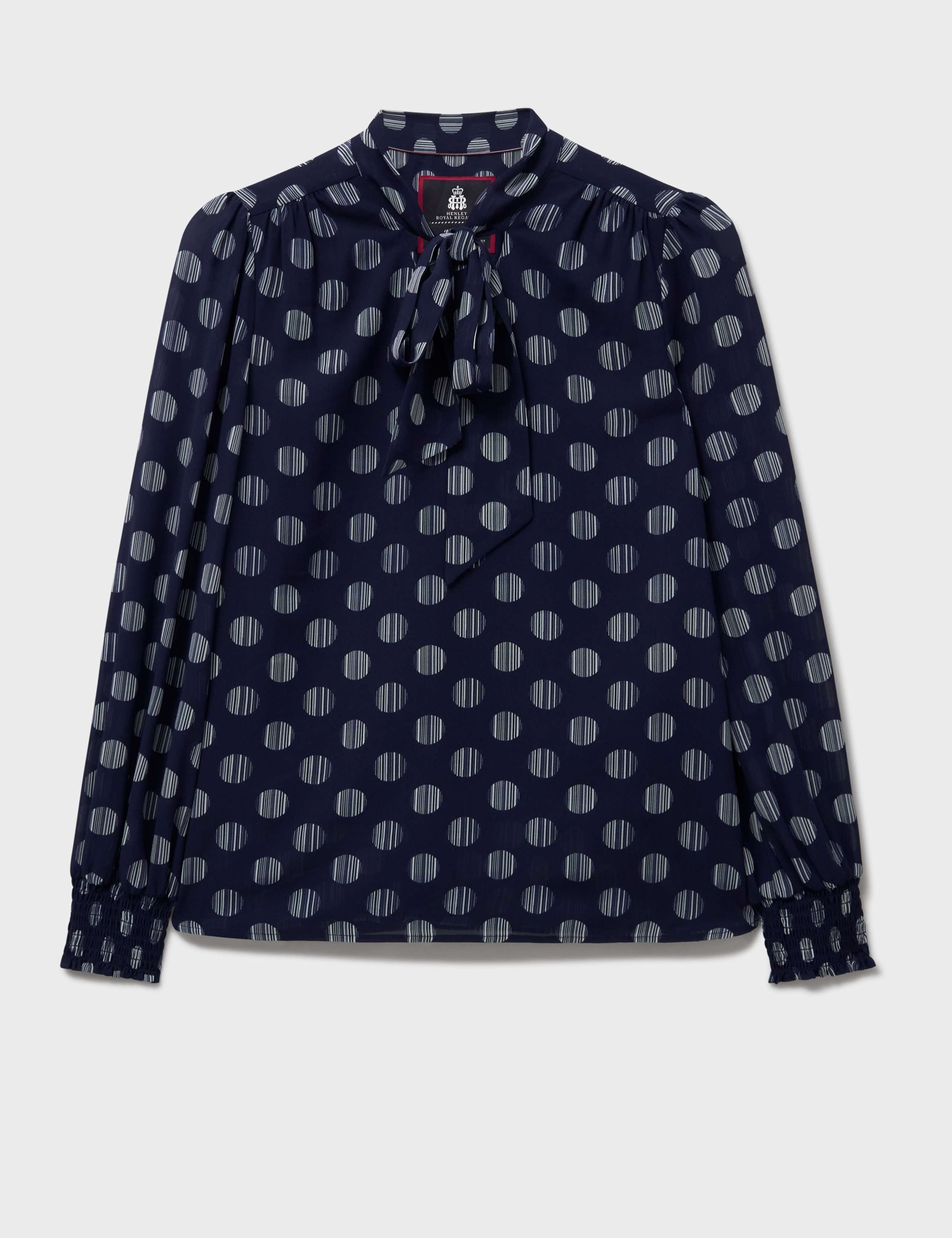 Chiffon Spot Print Tie Neck Blouse 2 of 5