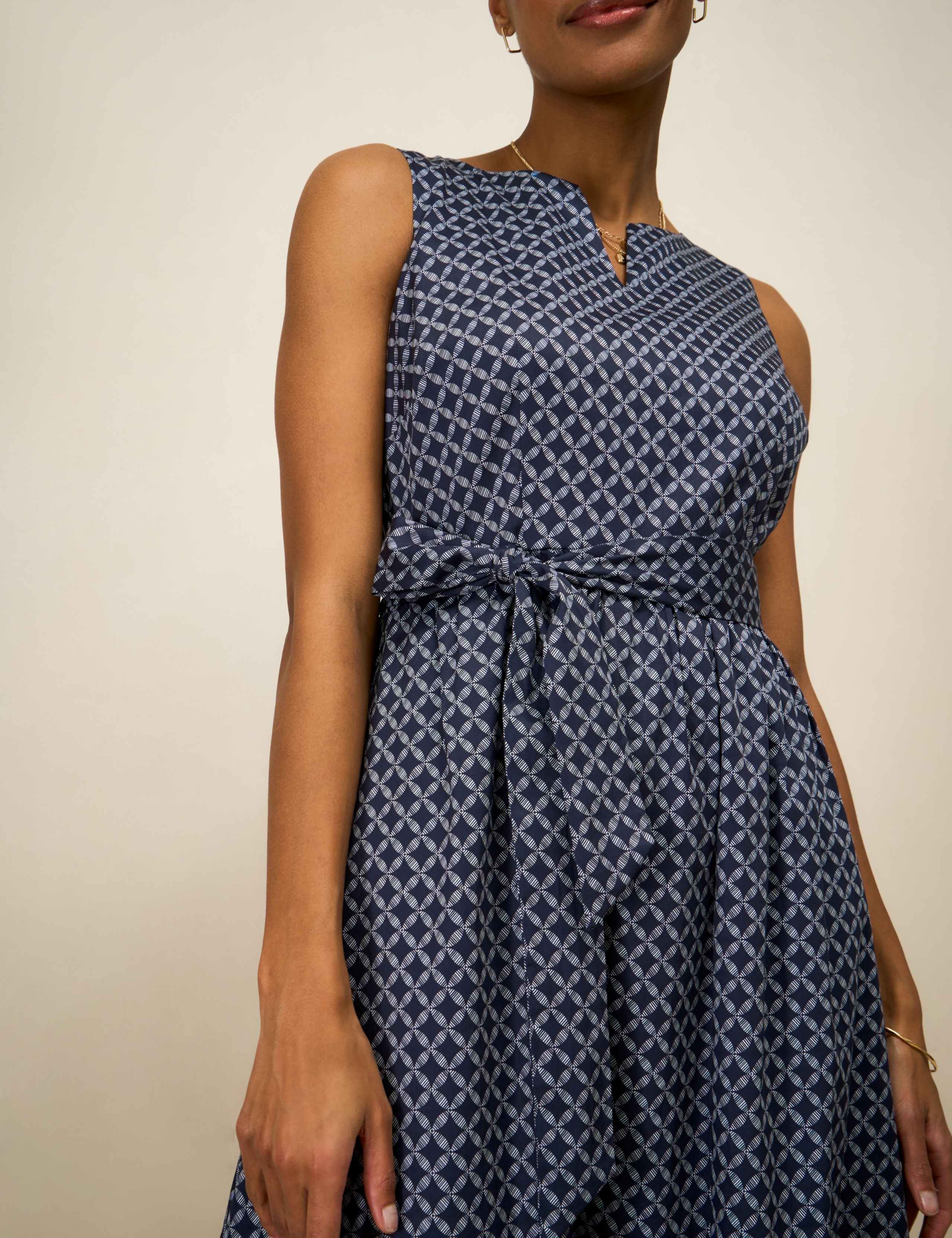 Cotton Rich Geometric Notch Neck Midi Dress 5 of 5