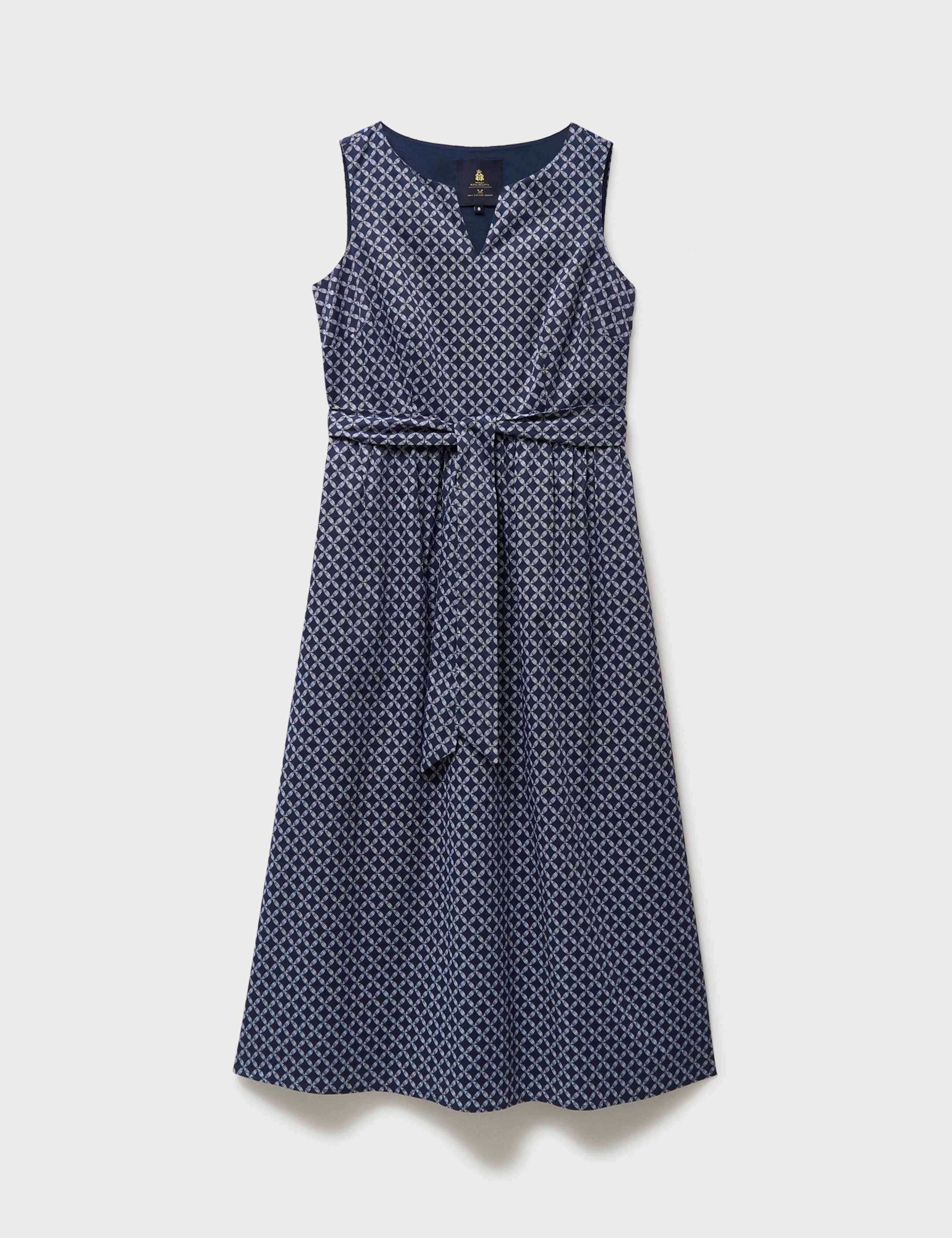 Cotton Rich Geometric Notch Neck Midi Dress 2 of 5