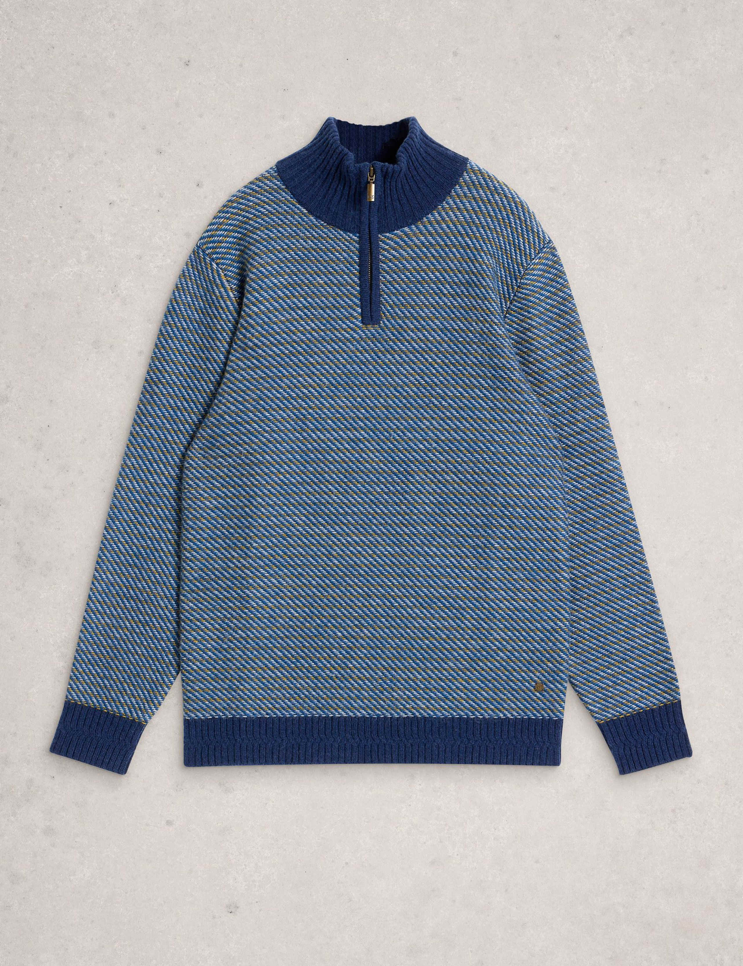 Wool Rich Striped Half Zip Jumper 2 of 6