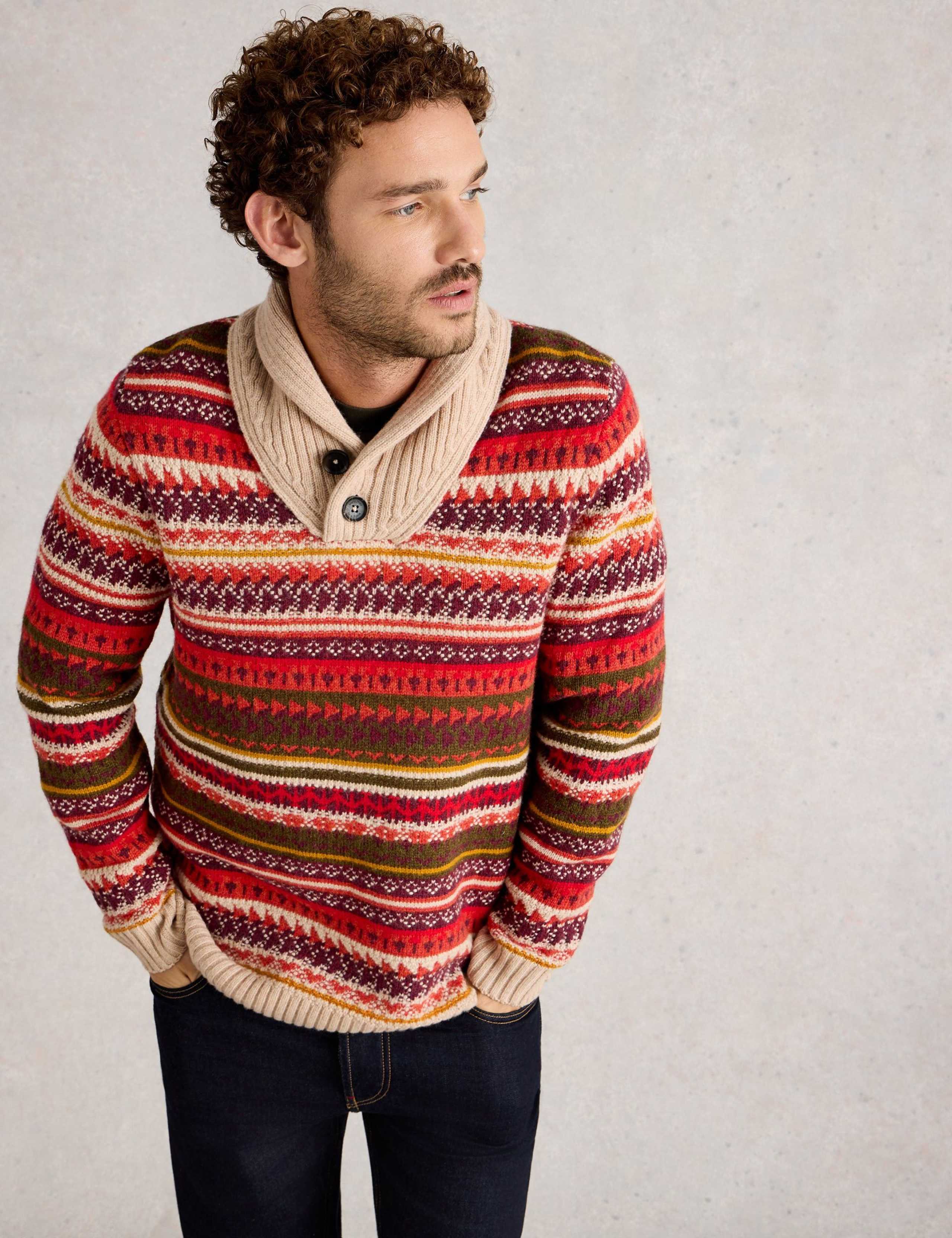 Lambswool Rich Fair Isle Shawl Neck Jumper 3 of 6